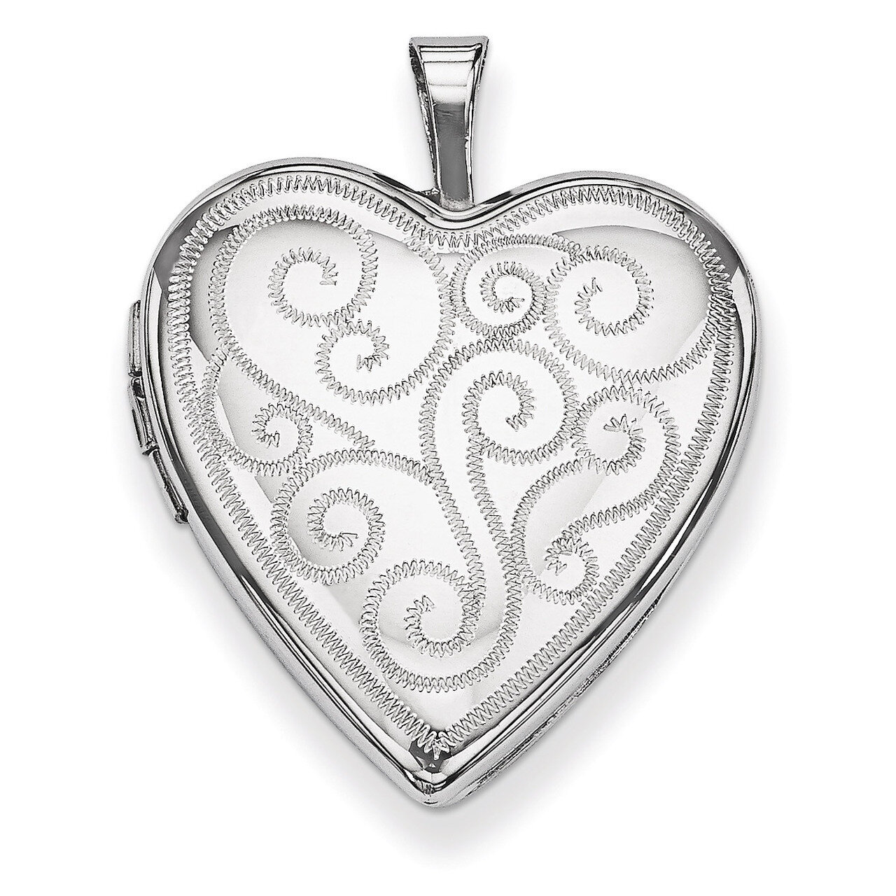 Swirl Design Heart Locket Sterling Silver 20mm QLS316, MPN: QLS316, 883957143590