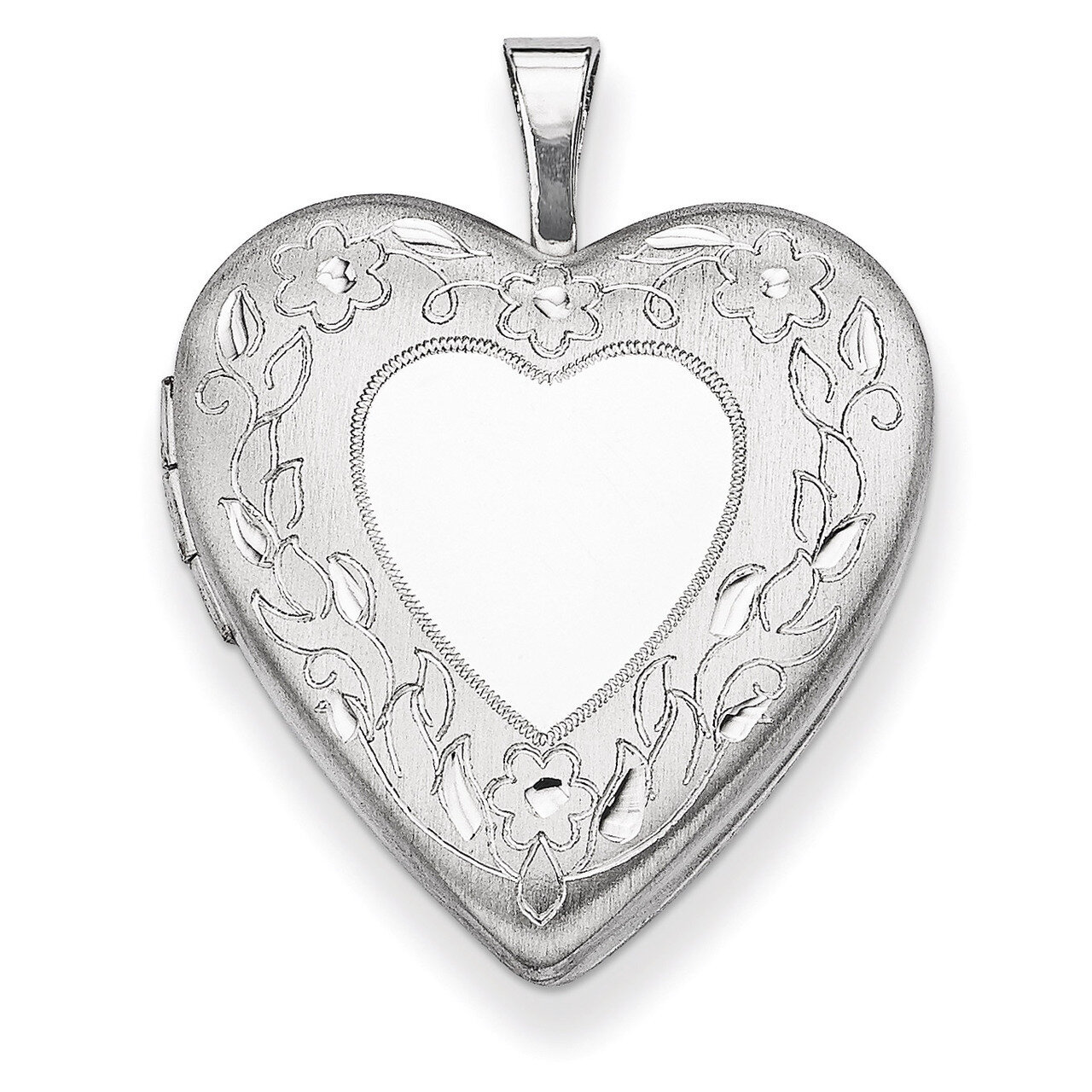 Floral Border Heart Locket Sterling Silver 20mm QLS320, MPN: QLS320, 883957575520