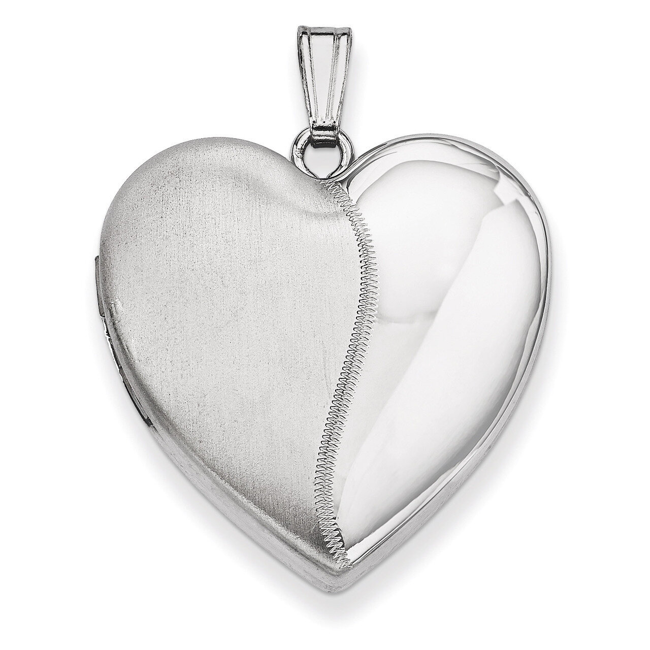 Heart Locket Sterling Silver 24mm Polished &amp; Satin QLS325