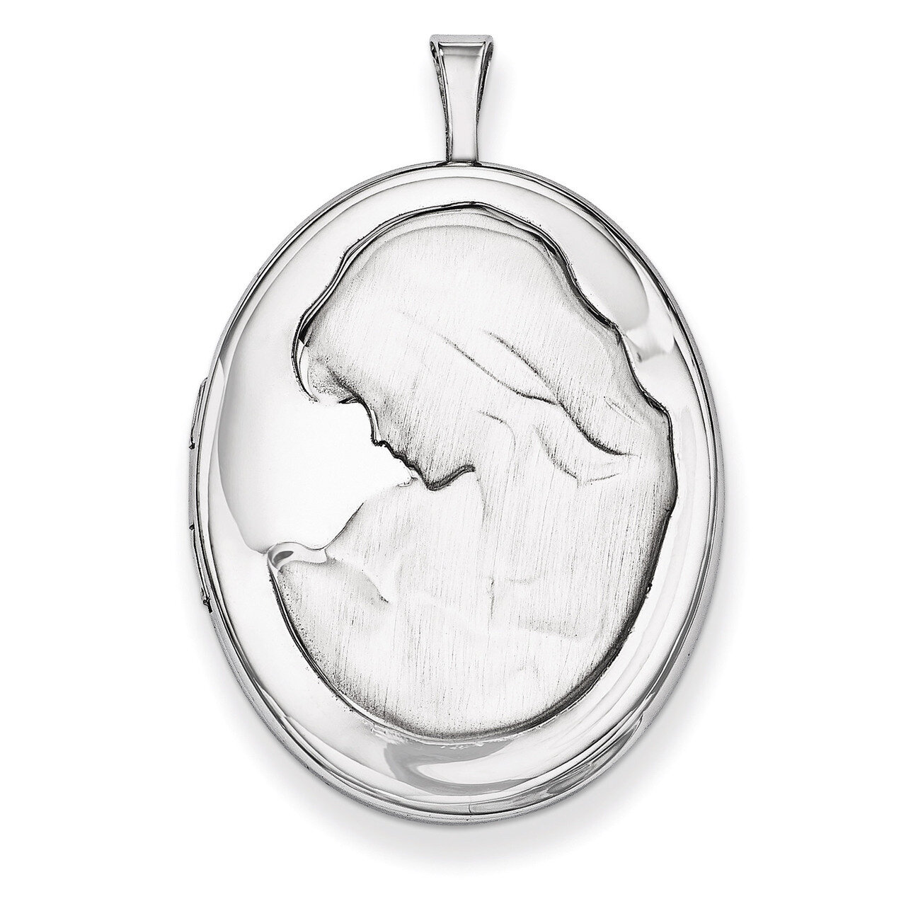 Mother and Baby Oval Locket Sterling Silver 26mm QLS329