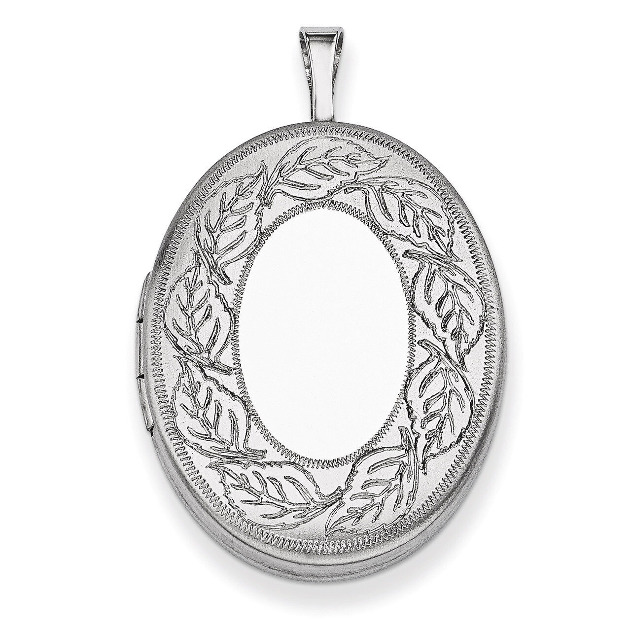 Leaf Border Oval Locket Sterling Silver 26mm QLS330, MPN: QLS330, 191101277313