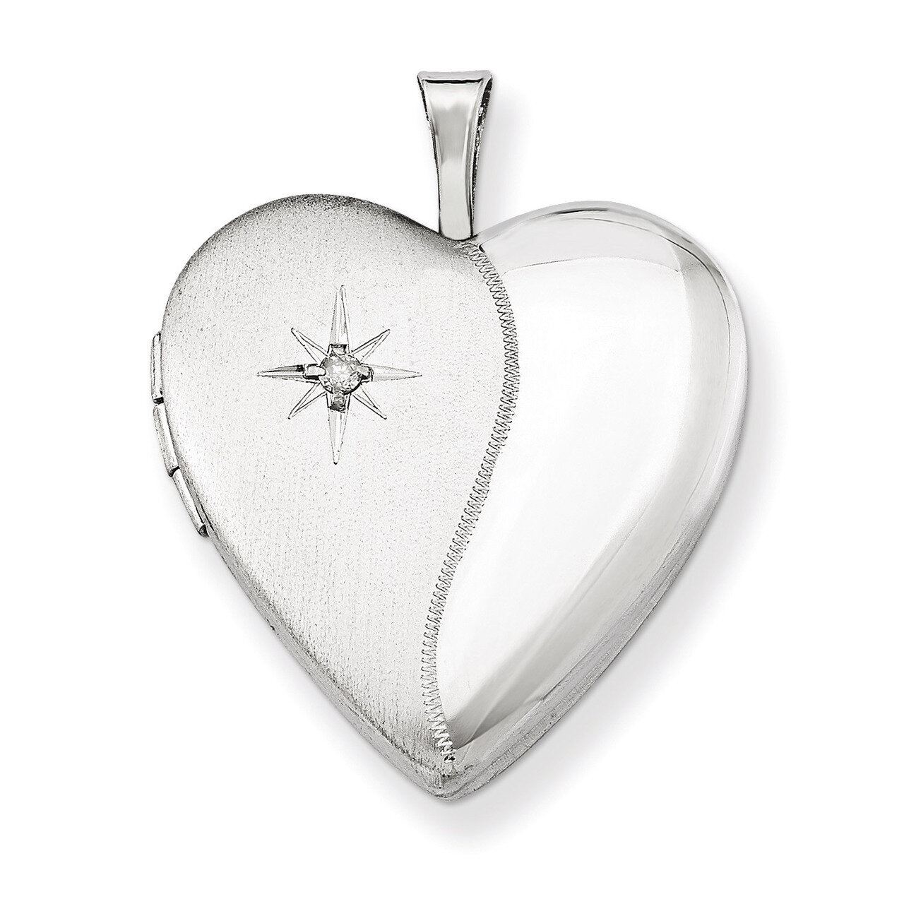 Diamond Star Heart Locket Sterling Silver 20mm QLS338