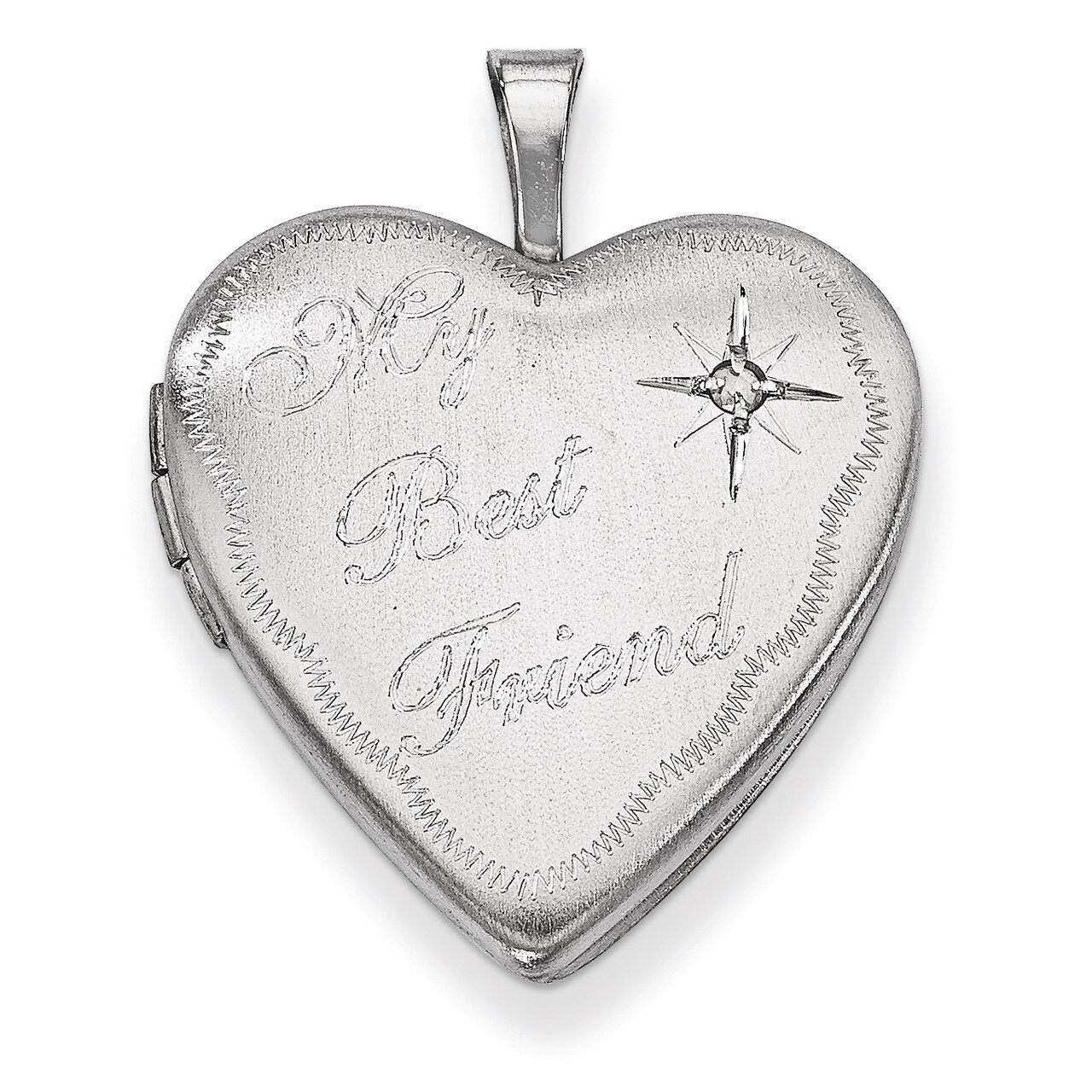 Best Friend Diamond Heart Locket Sterling Silver 20mm QLS343