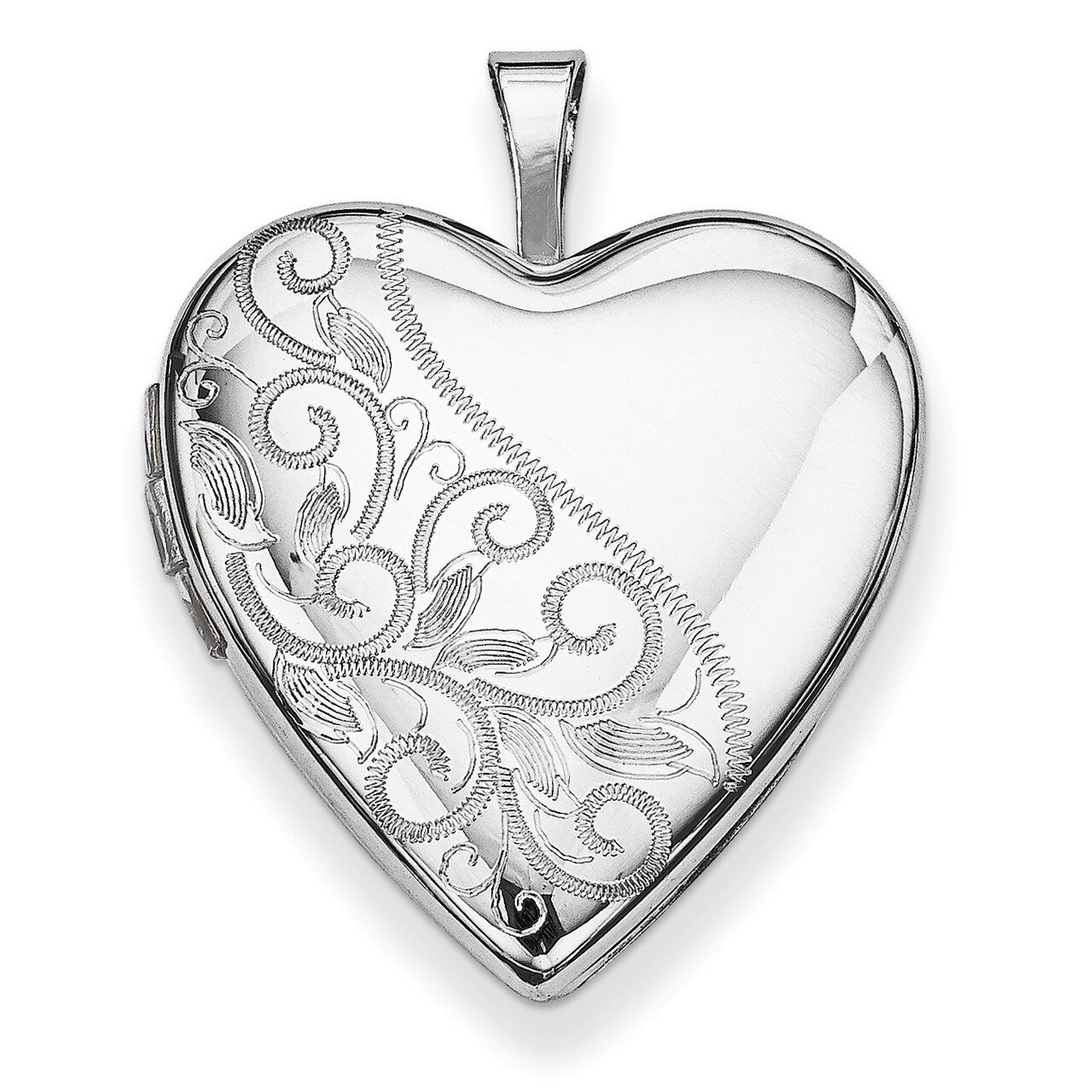 Swirl &amp; Polished Heart Locket Sterling Silver 20mm QLS345, MPN: QLS345, 191101277320