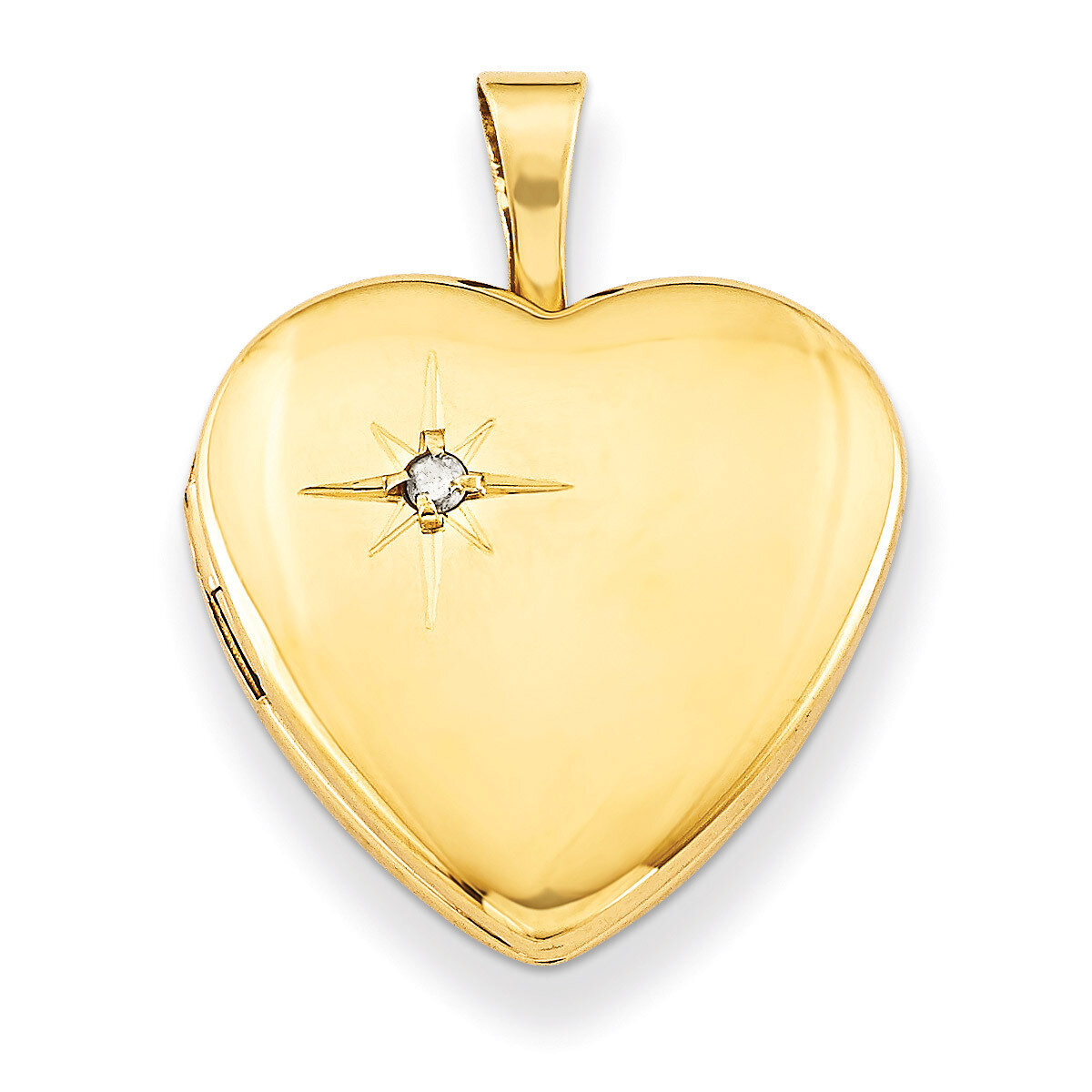 Diamond 16mm Heart Locket Gold Plated Sterling Silver QLS364
