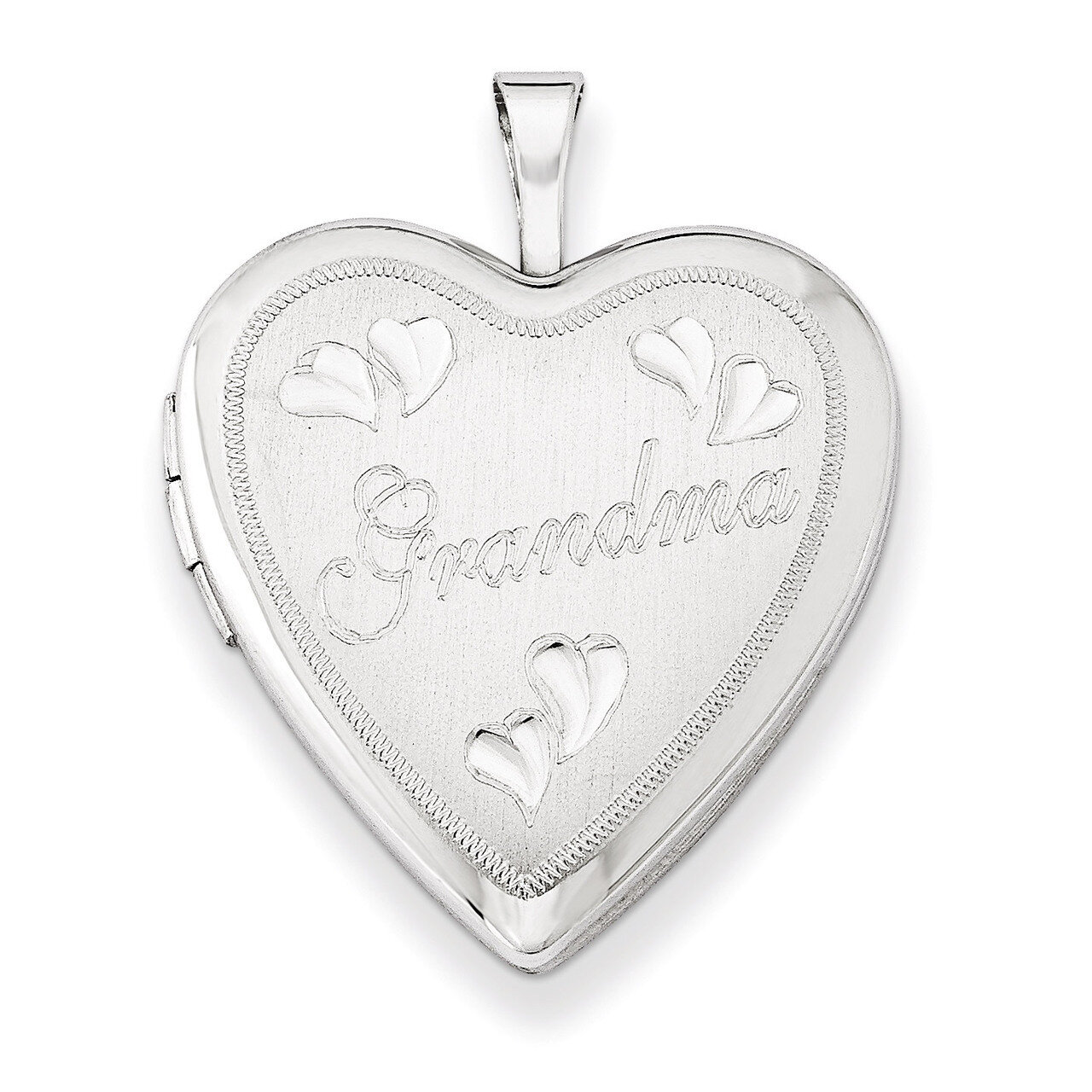 Grandma Heart Locket Sterling Silver 20mm Diamond-cut QLS411