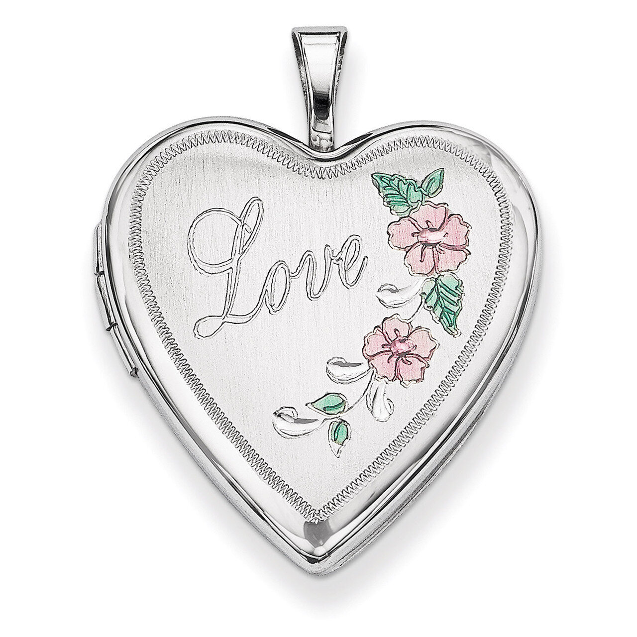 Enameled Love Heart Locket Sterling Silver 20mm Diamond-cut QLS422, MPN: QLS422, 883957144337