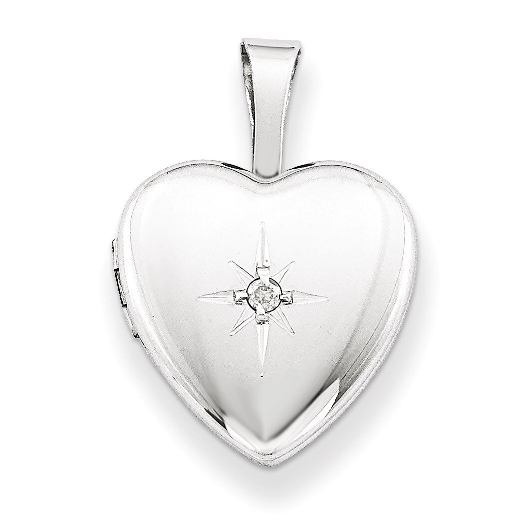 Heart Locket Sterling Silver &amp; Diamond Polished 12mm QLS476, MPN: QLS476, 191101277368