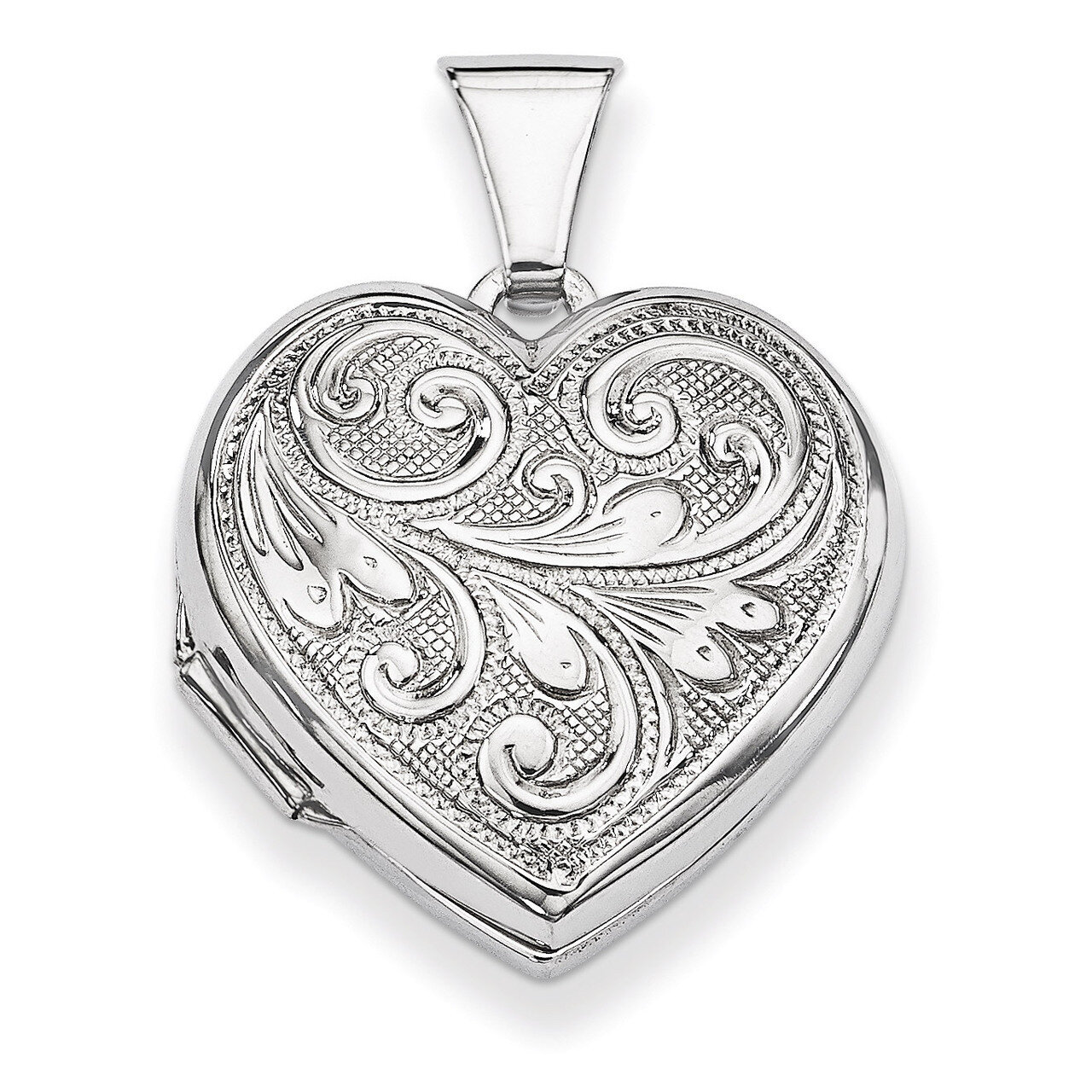 Scrolled Front & Back Heart Locket Sterling Silver QLS48