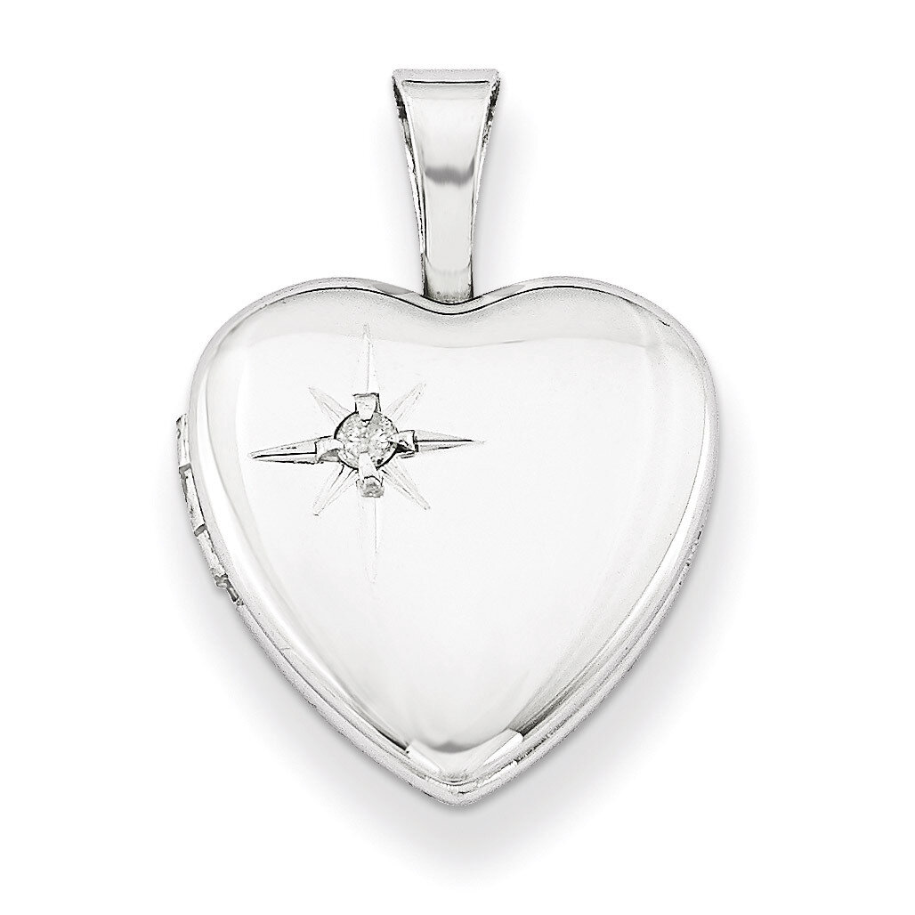 Heart Locket Sterling Silver &amp; Diamond Polished 12mm QLS483, MPN: QLS483, 883957565354