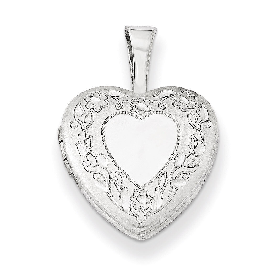 Flower Border 12mm Heart Locket Sterling Silver QLS490, MPN: QLS490, 191101277382