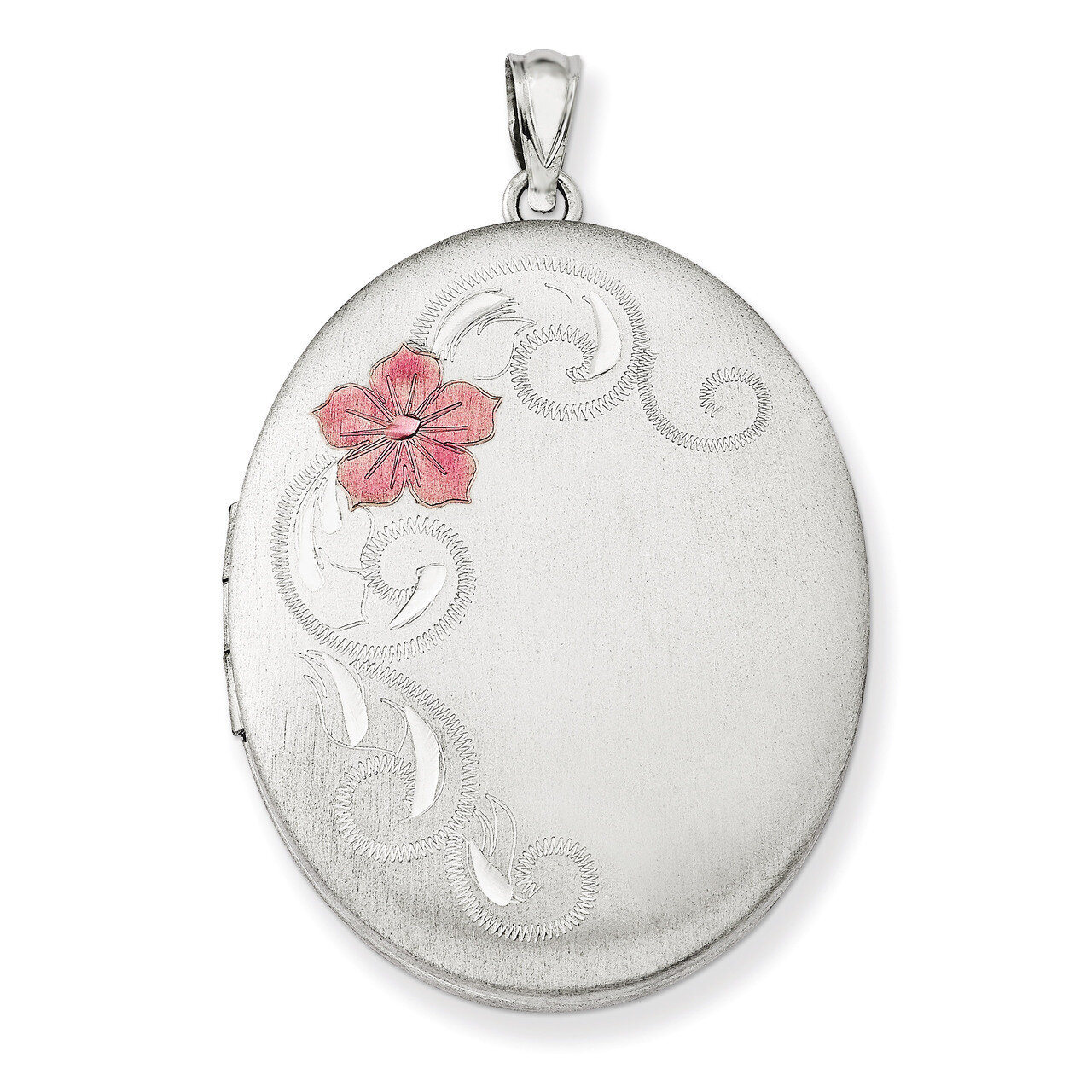 Enamel Flowers 34mm Oval Locket Sterling Silver QLS518, MPN: QLS518, 883957357591