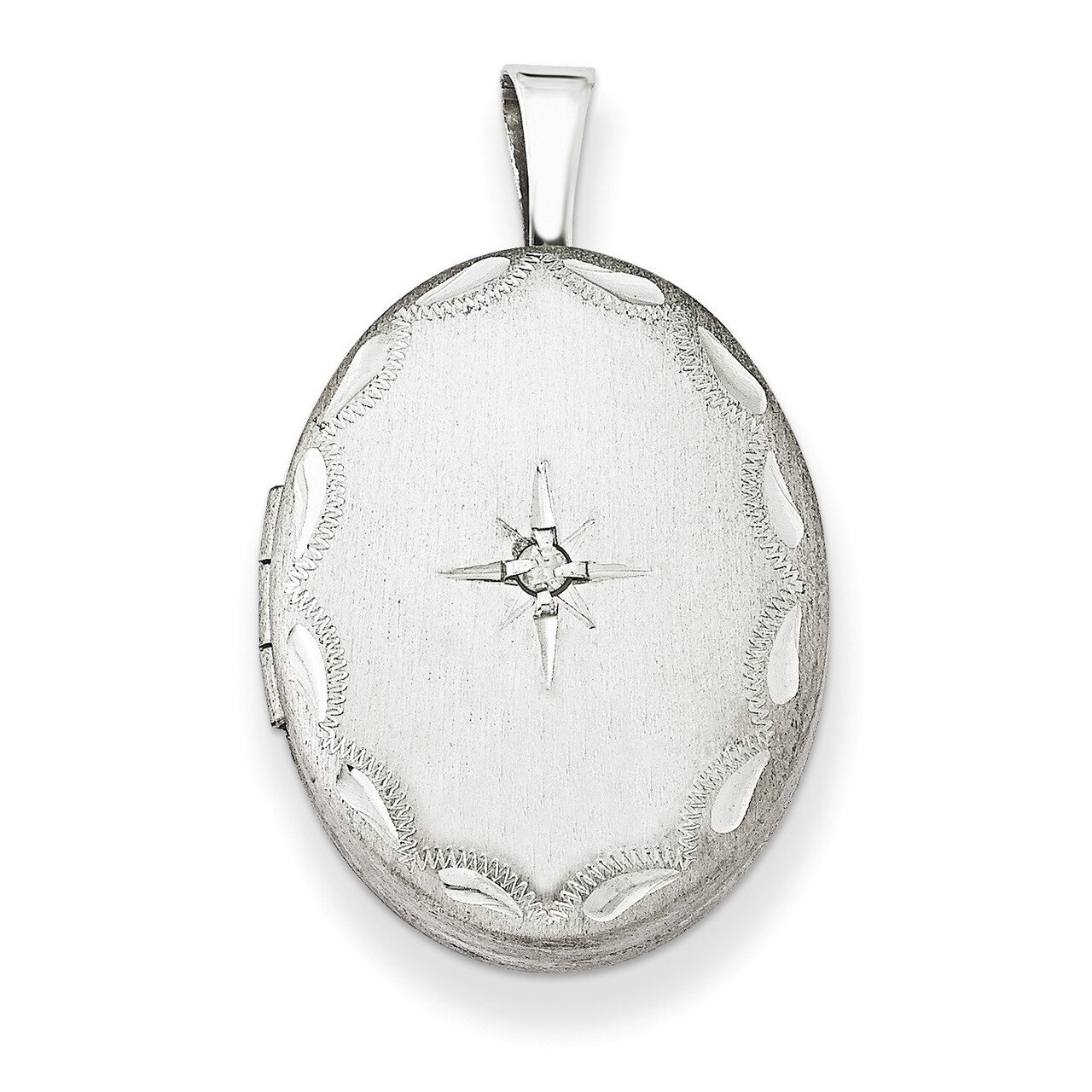 Oval Locket Sterling Silver &amp; Diamond Side Scallops 19mm QLS520, MPN: QLS520, 883957530192