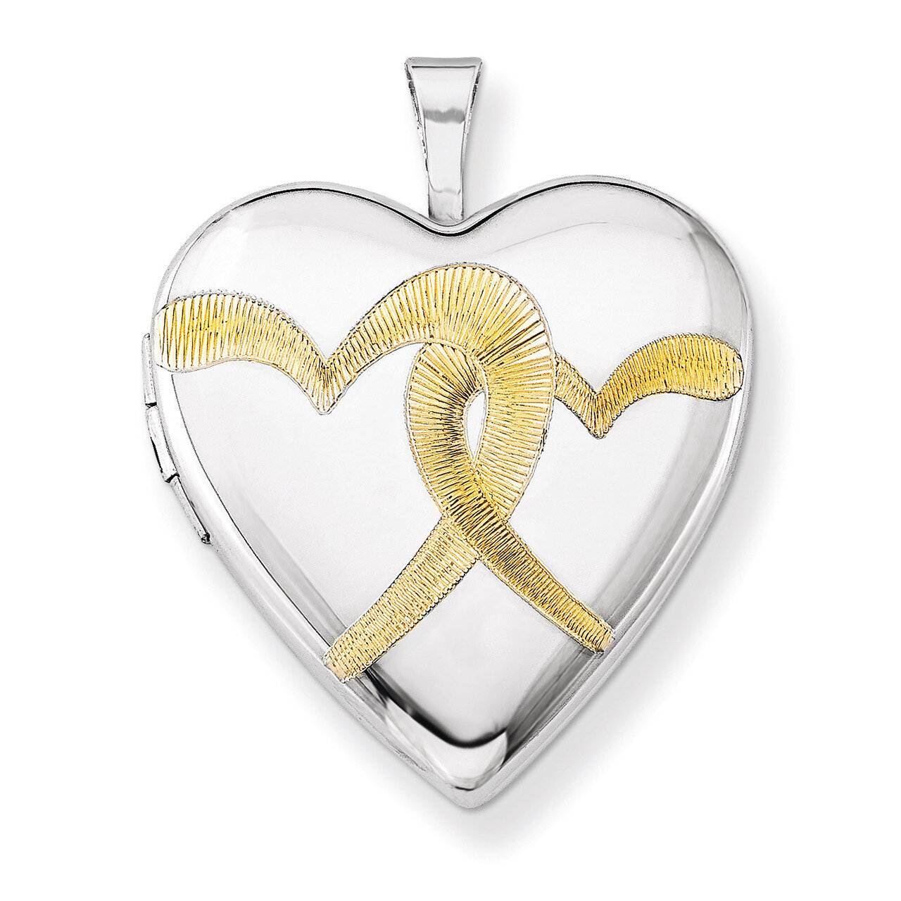 Linked Hearts 20mm Heart Locket Sterling Silver Gold-plated QLS567