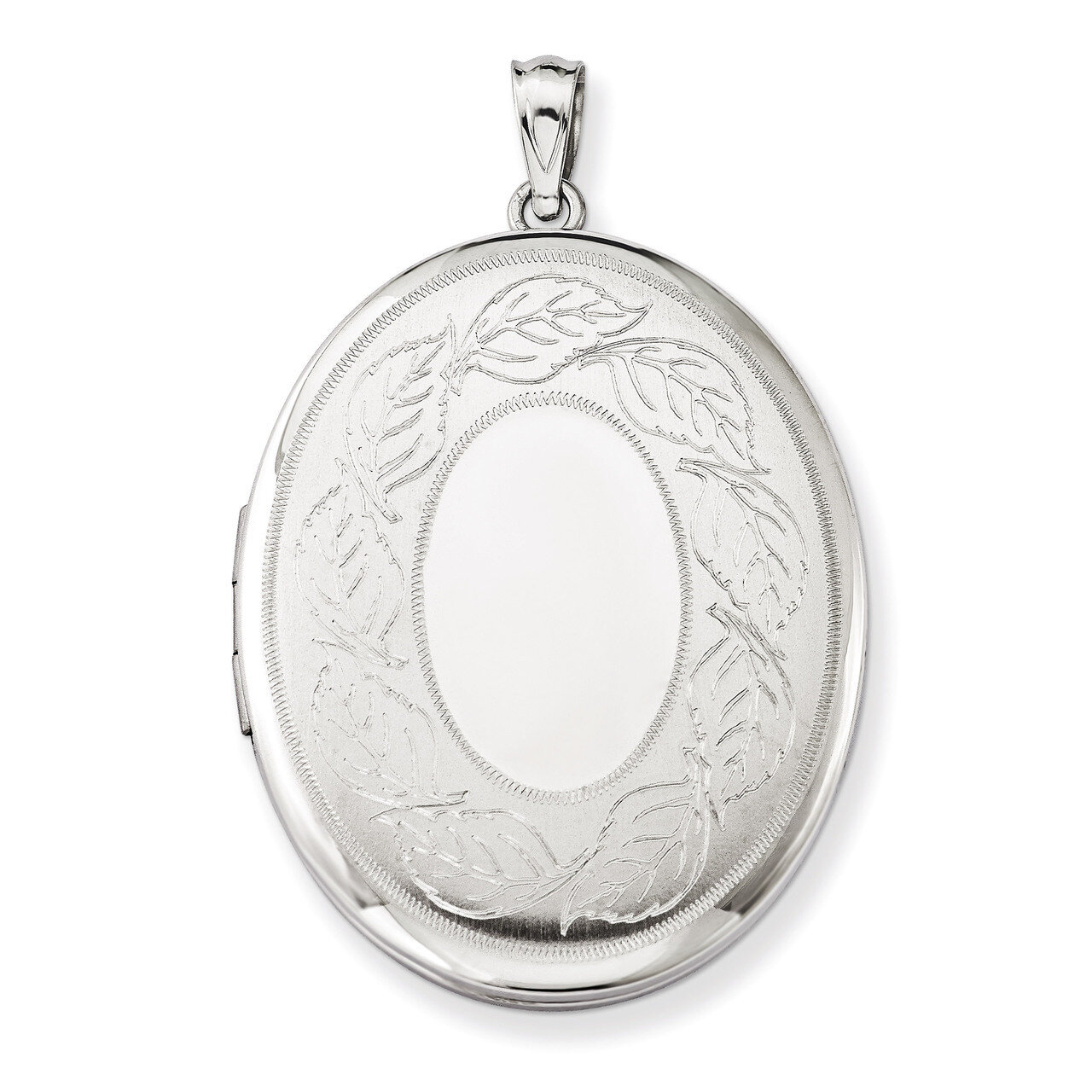 Leaves Border 34mm Oval Locket Sterling Silver QLS584, MPN: QLS584, 883957569741