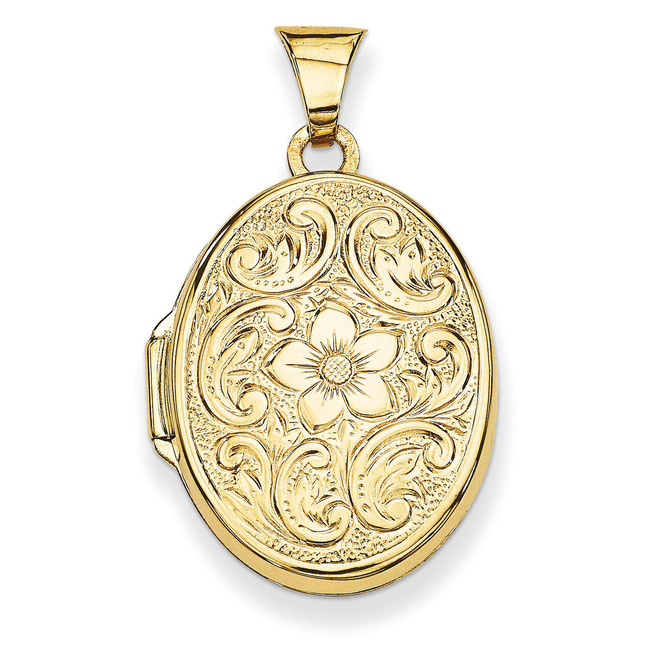 Scrolled Floral Locket 14k Yellow Gold XL110