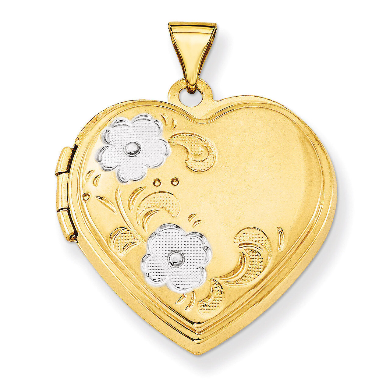 Floral Heart Locket 14k Gold &amp; Rhodium XL145, MPN: XL145, 886774127347