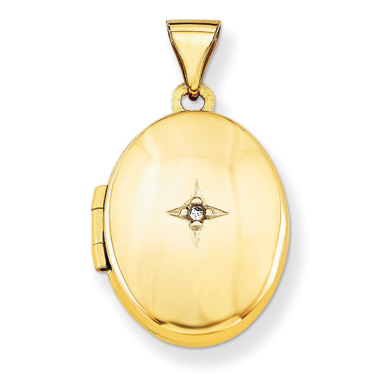 Oval Diamond Locket 14k Yellow Gold XL153