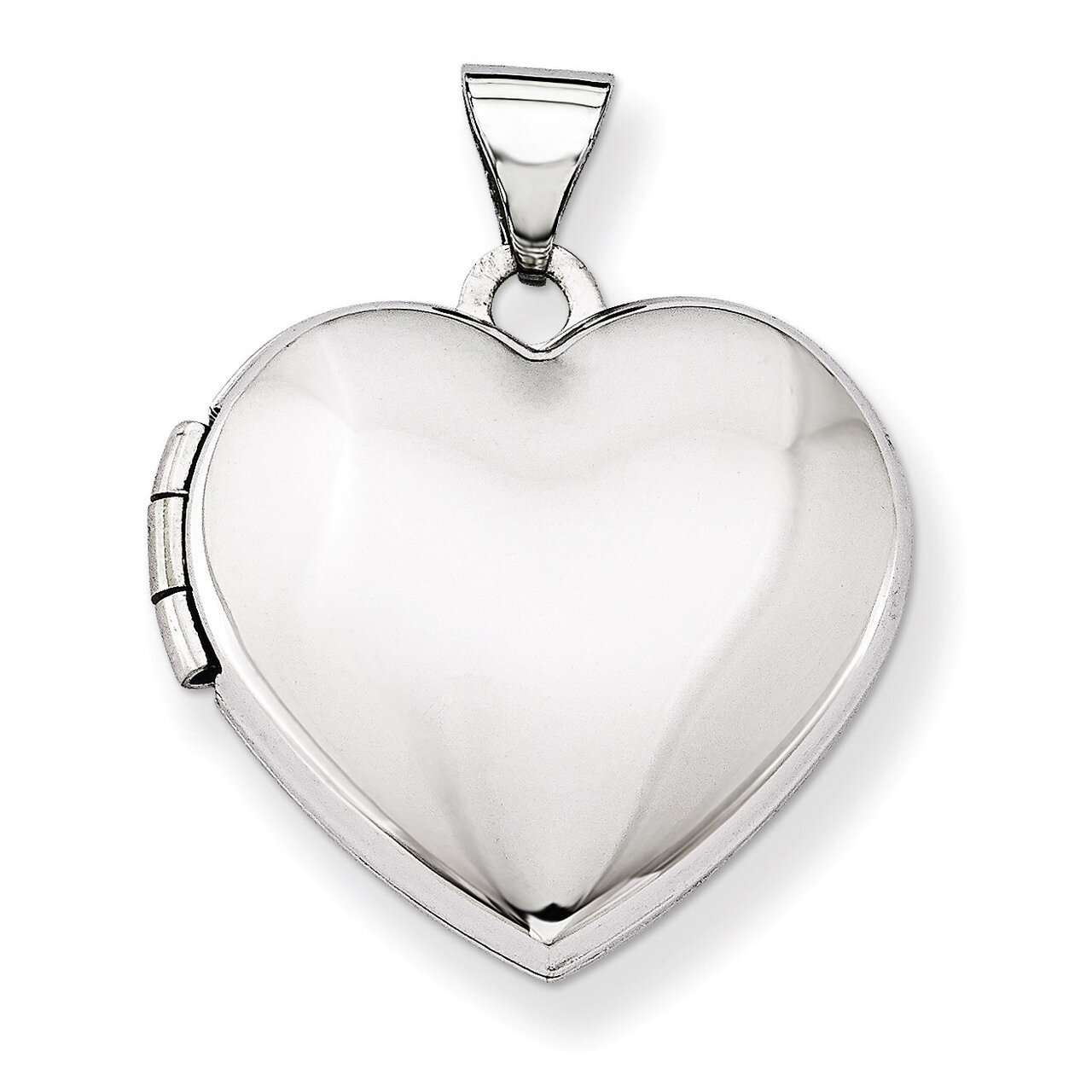 Domed Heart Locket 14k White Gold XL186