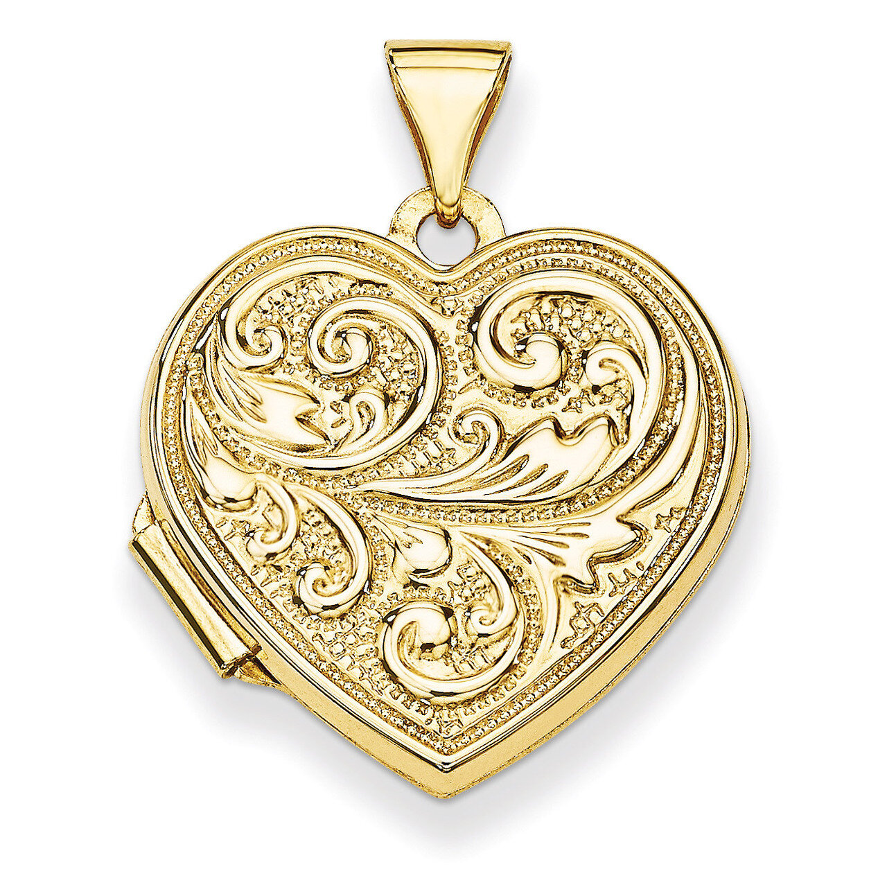 Scrolled Love you always Heart Locket 14k Yellow Gold XL326