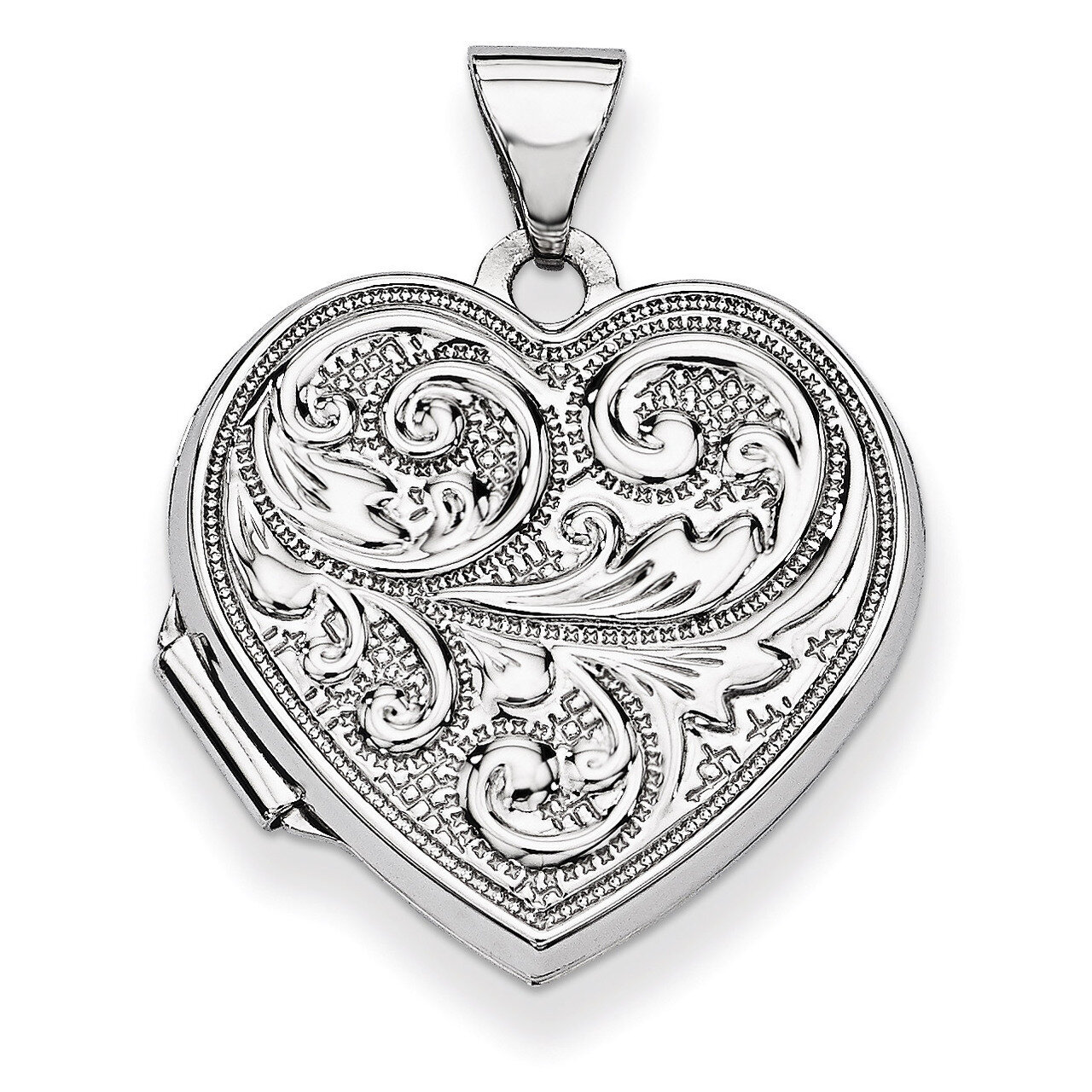Scrolled Love you always Heart Locket 14k White Gold XL327, MPN: XL327, 886774128269