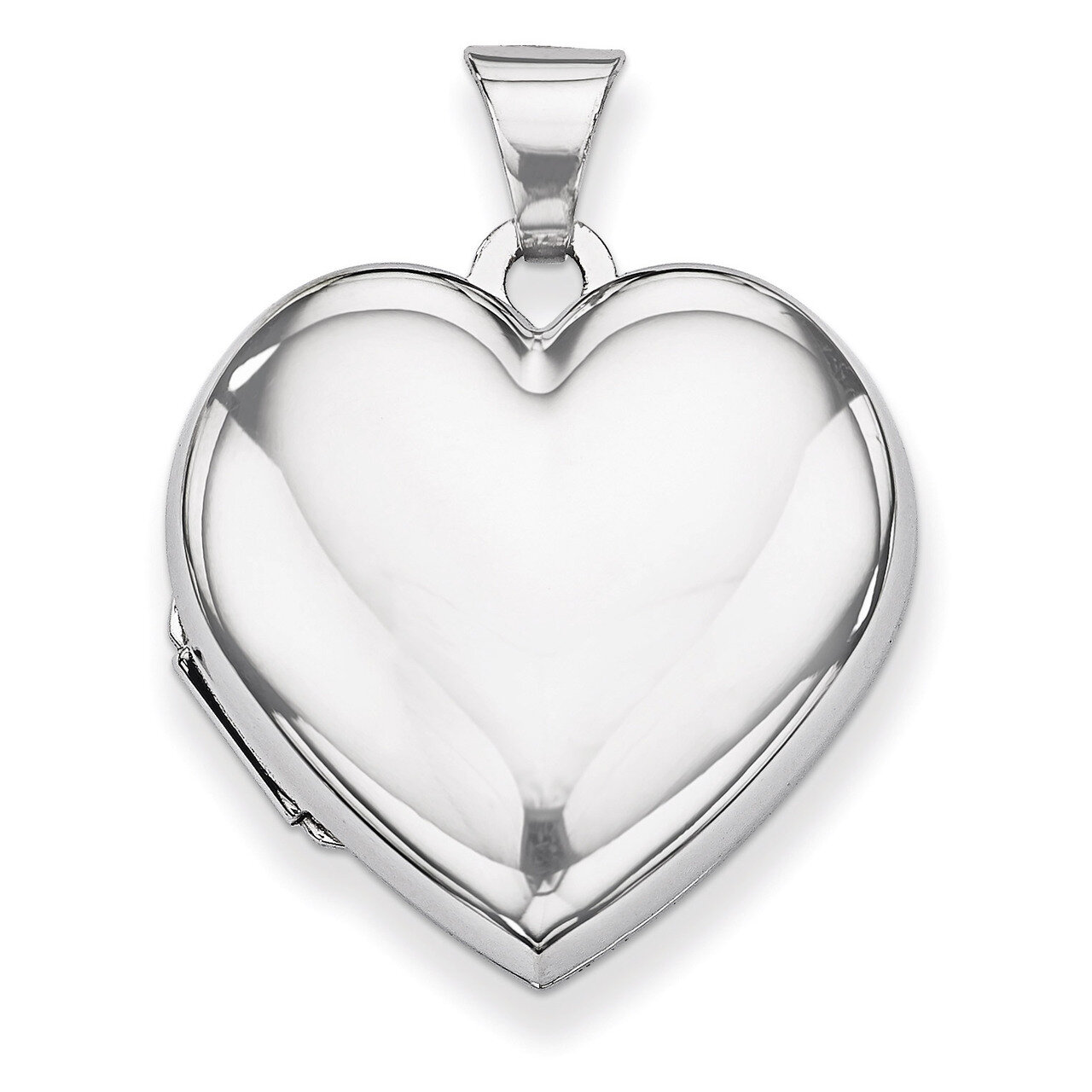 Polished Heart-Shaped Domed Locket 14k White Gold XL339