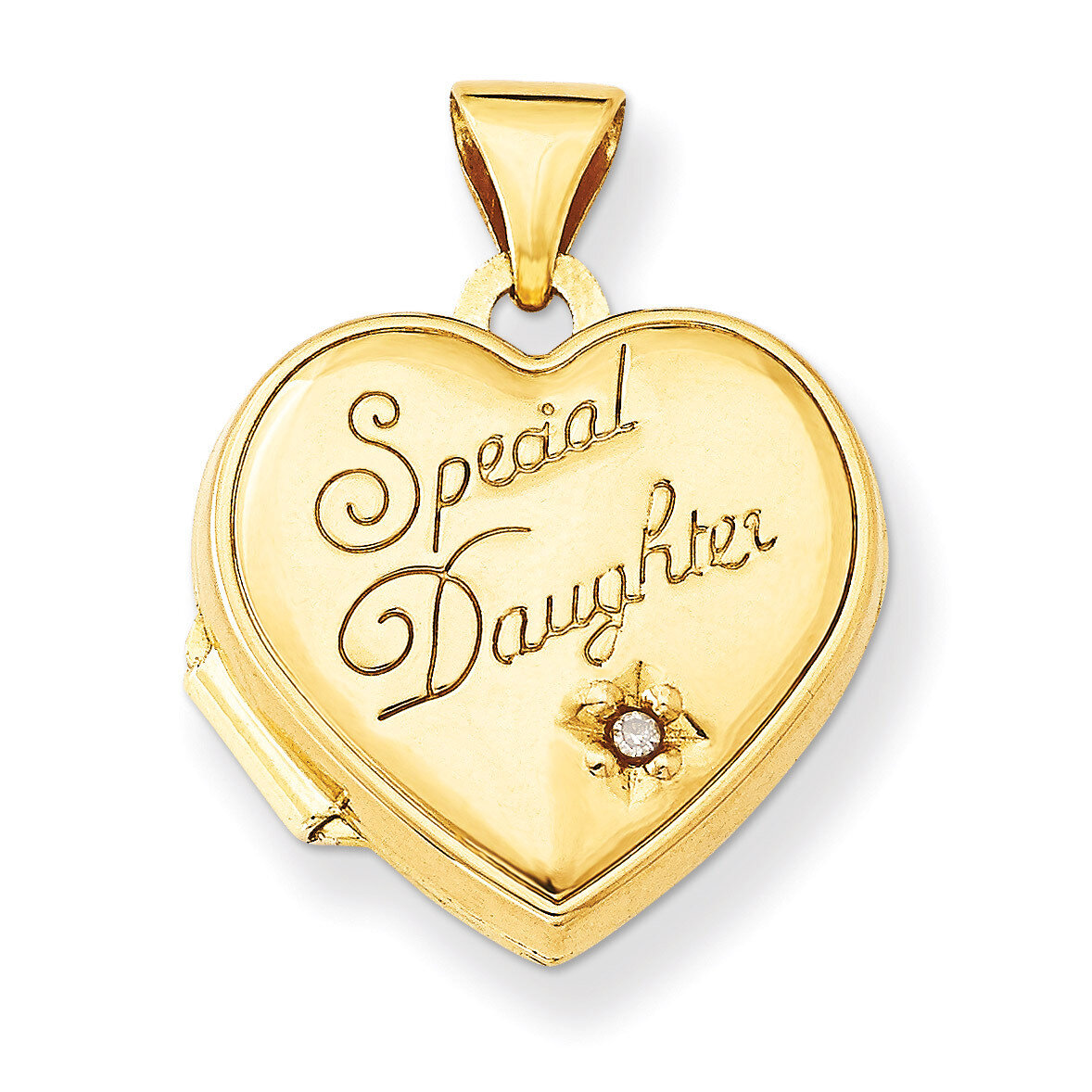 15mm Heart Diamond Special Daughter Locket 14k Yellow Gold XL503