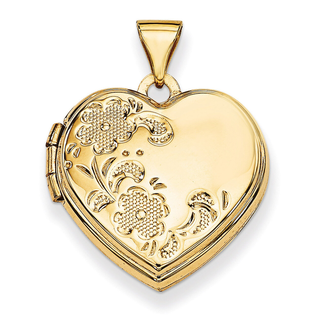 Heart-Shaped Floral Locket 14k Gold 18mm Polished XL518