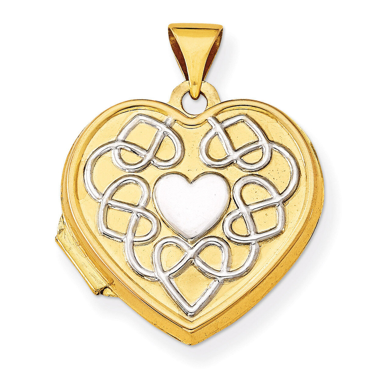 Heart of Gold Locket 14k Gold 18mm Heart Rhodium XL520, MPN: XL520, 886774129020