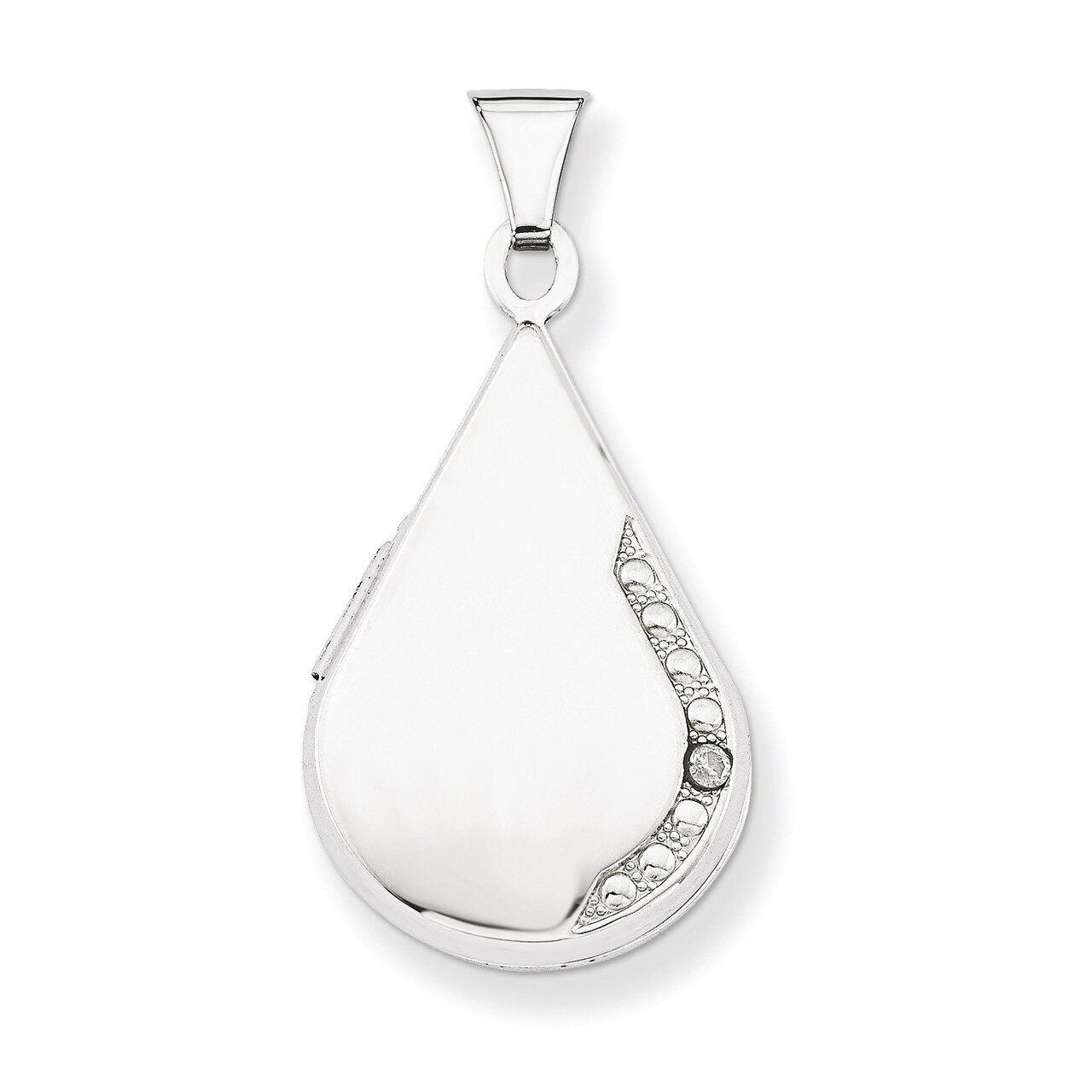 Tear Drop Diamond Set Locket 14k White Gold 21mm XL559, MPN: XL559, 886774129266
