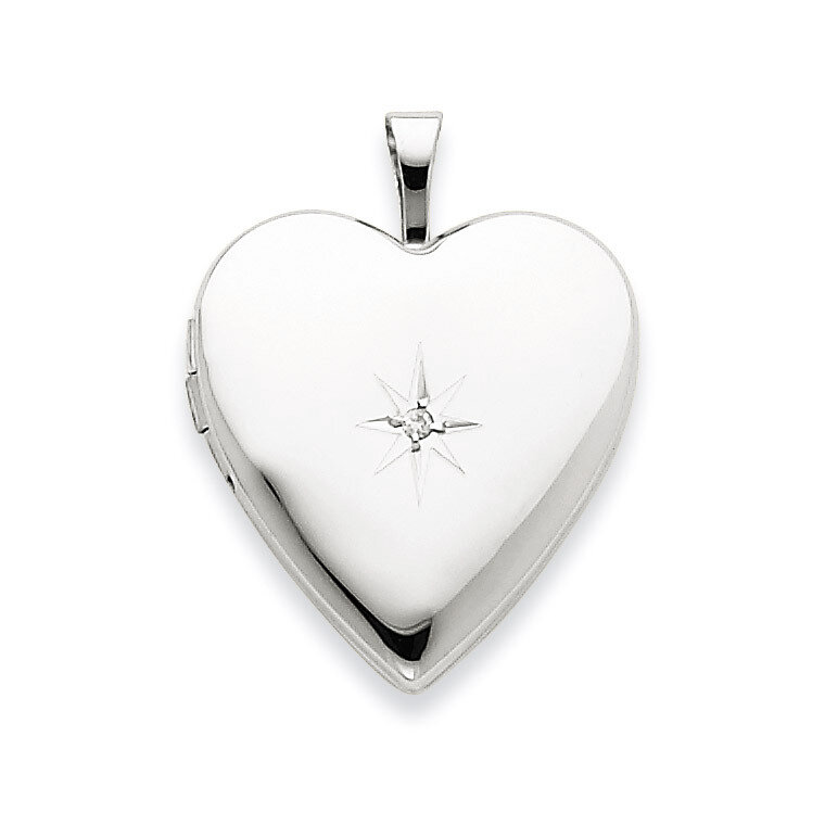 Diamond Heart Locket 14k White Gold 20mm XL591