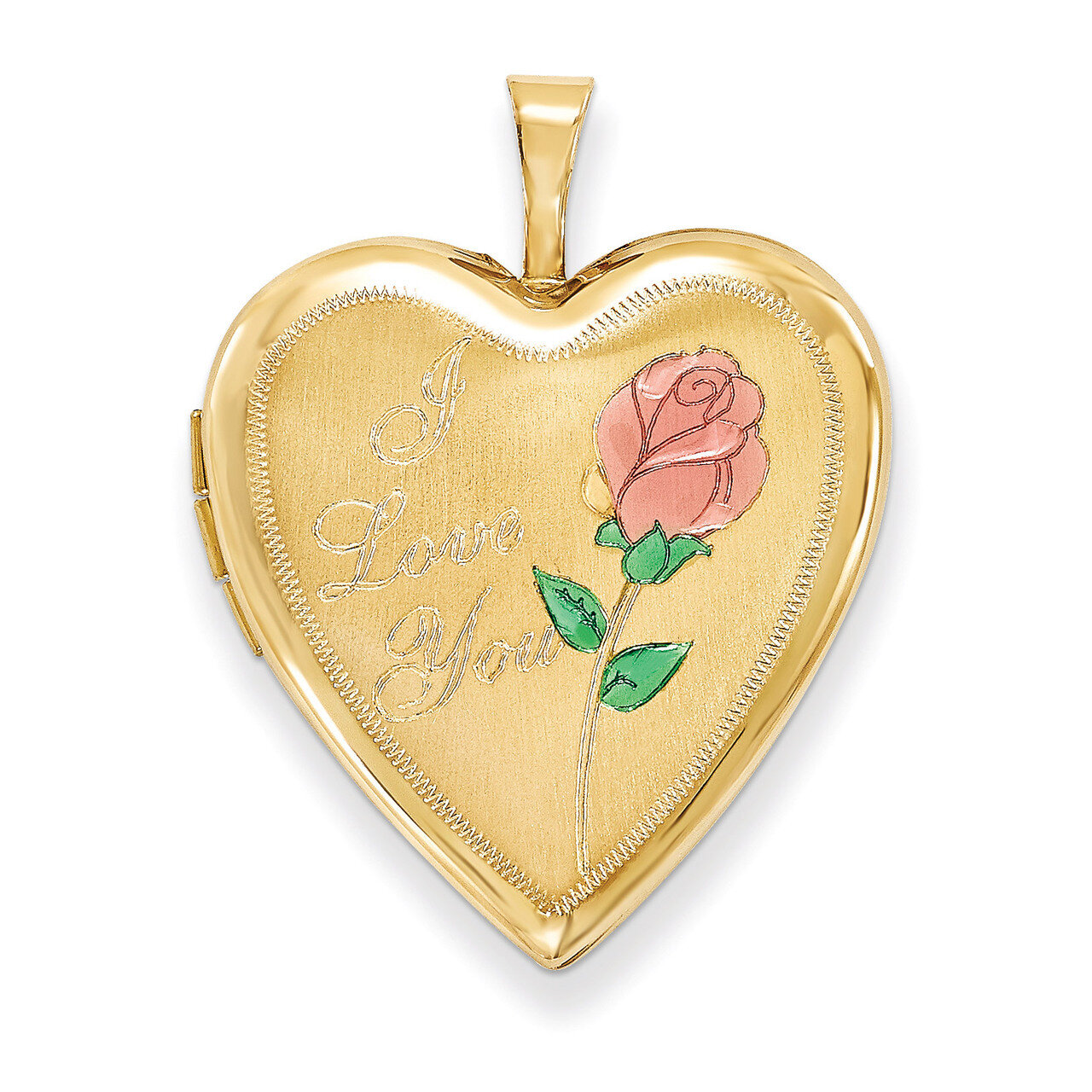 Enamel Rose I Love You Heart Locket 14k Gold 20mm XL602, MPN: XL602, 883957144269