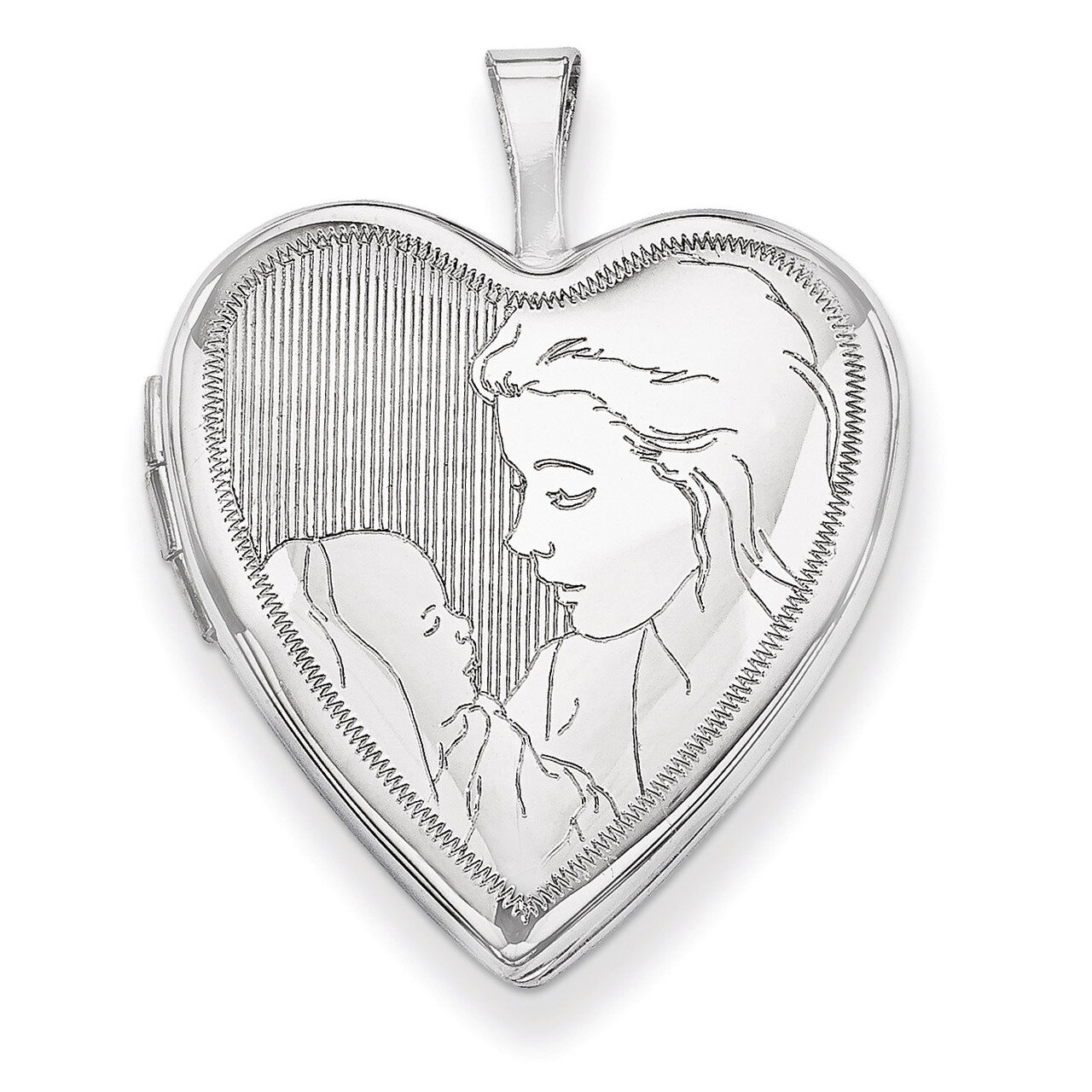 Mother and Child Heart Locket 14k White Gold 20mm XL609, MPN: XL609, 883957143668