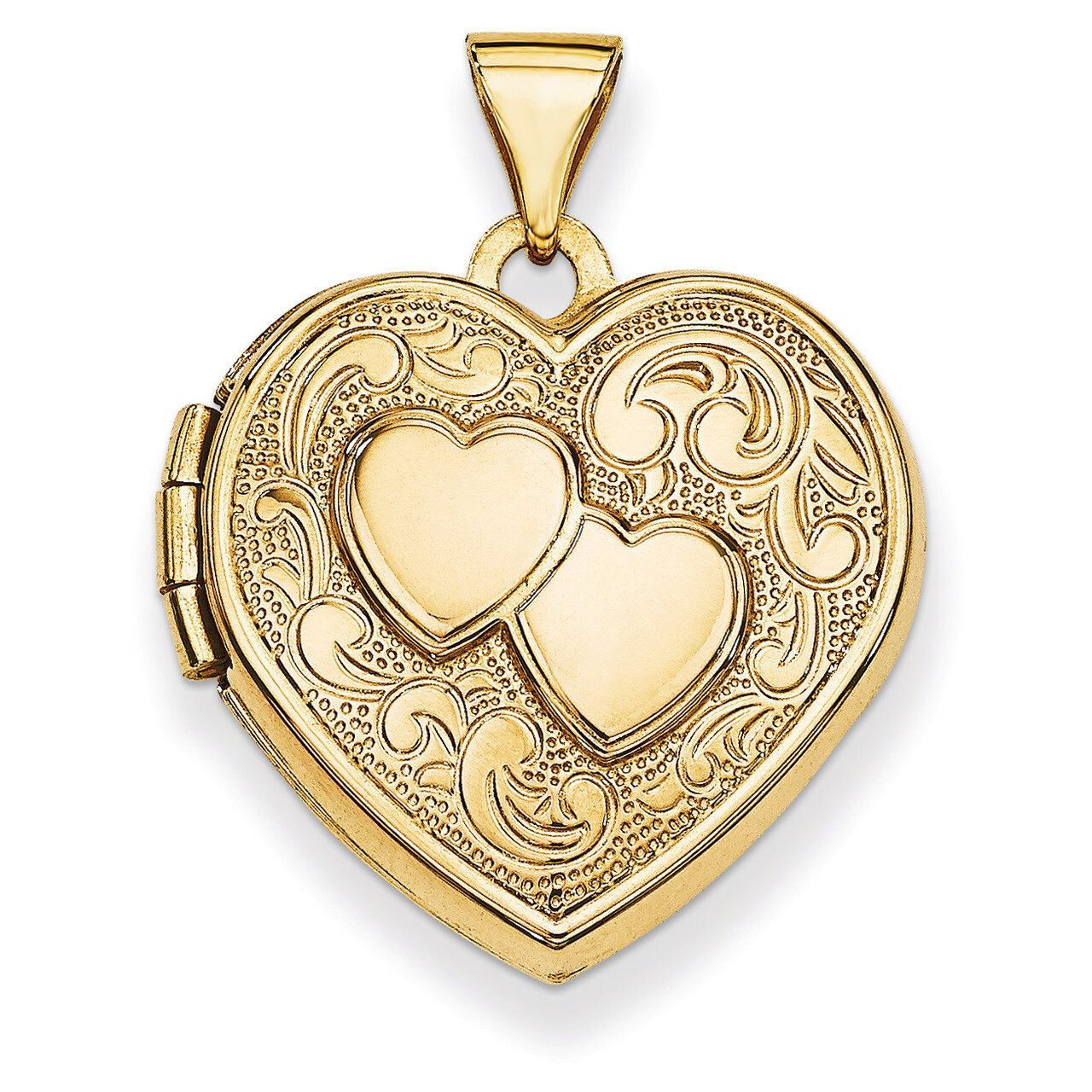 Double Heart Locket 14k Yellow Gold XL78