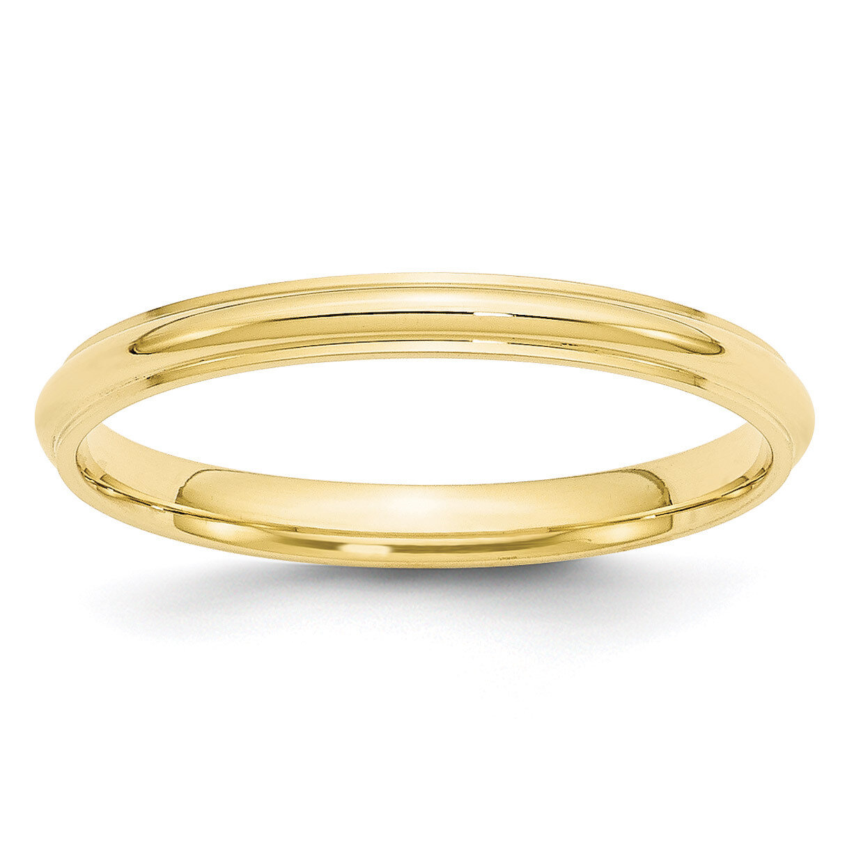 2.5mm Half Round with Edge Band 10k Yellow Gold Engravable 1HRE025-10