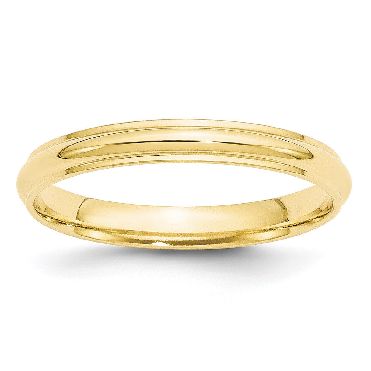 3mm Half Round with Edge Band 10k Yellow Gold Engravable 1HRE030-10