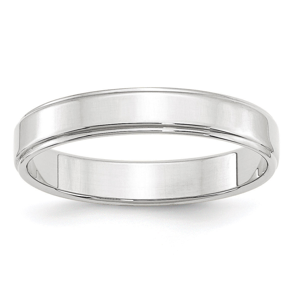 4mm Flat with Step Edge Band 10k White Gold Engravable 1WFLE040-10