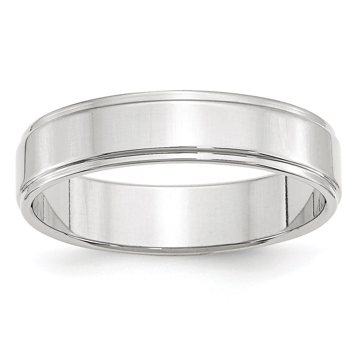 5mm Flat with Step Edge Band 10k White Gold Engravable 1WFLE050-10