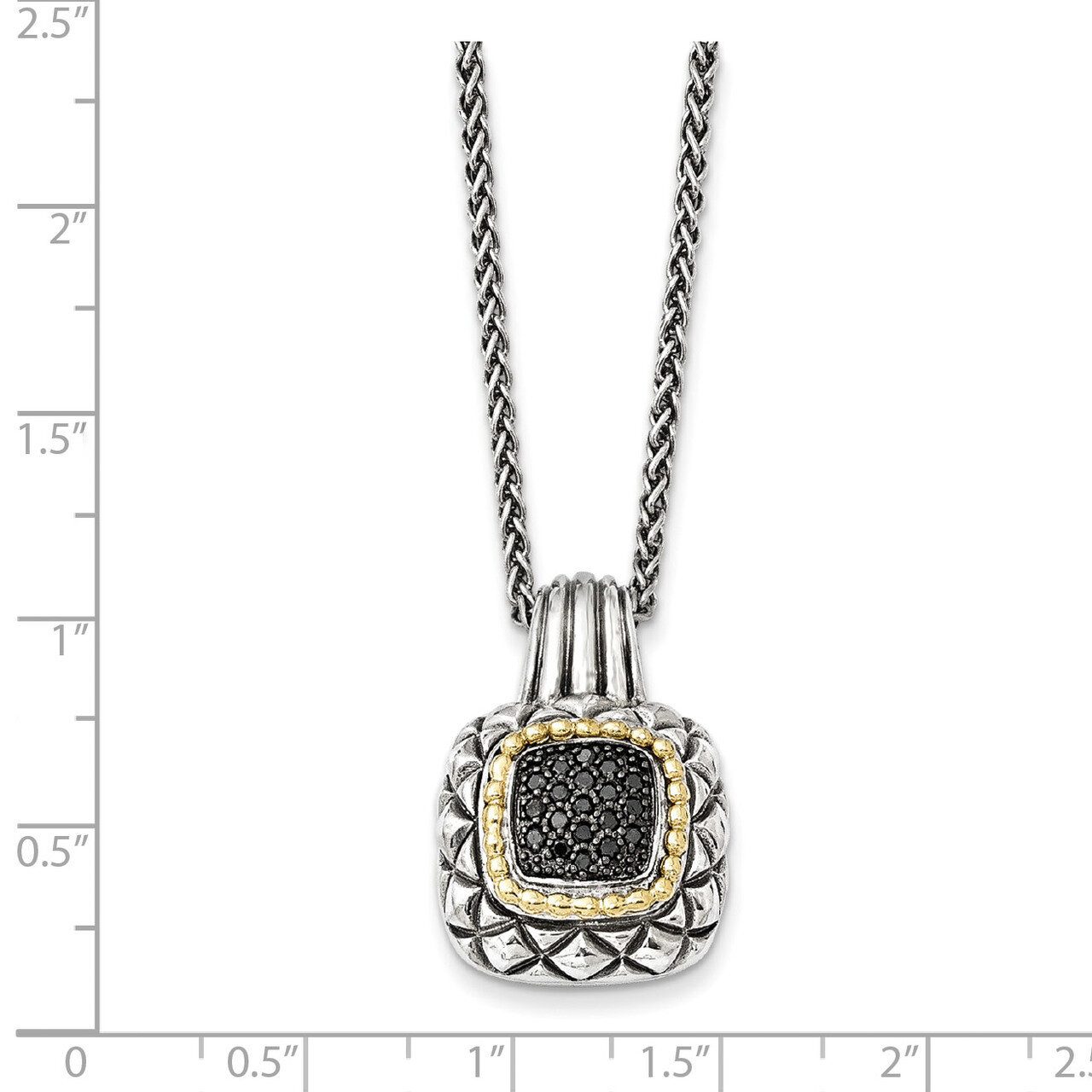 1/5ct. Black Diamond Necklace Sterling Silver &amp; 14k Gold QTC1097
