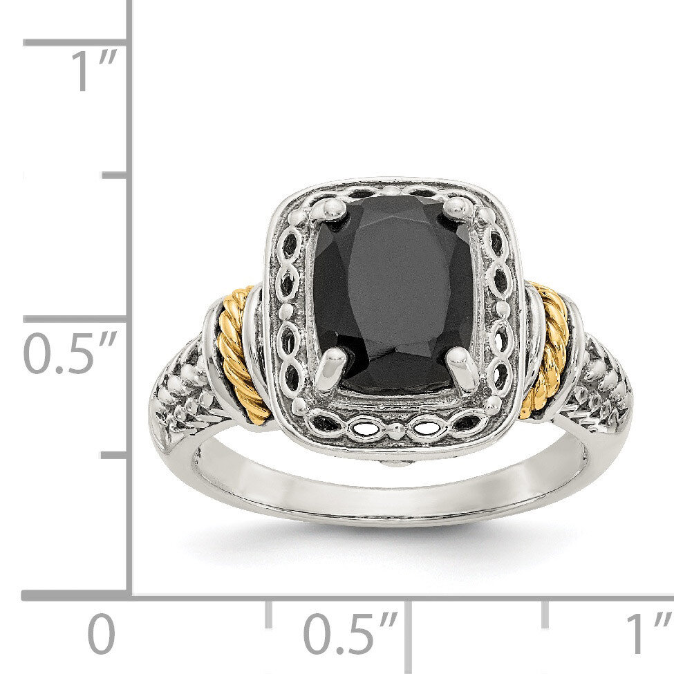Onyx Ring Sterling Silver & 14k Gold QTC1130