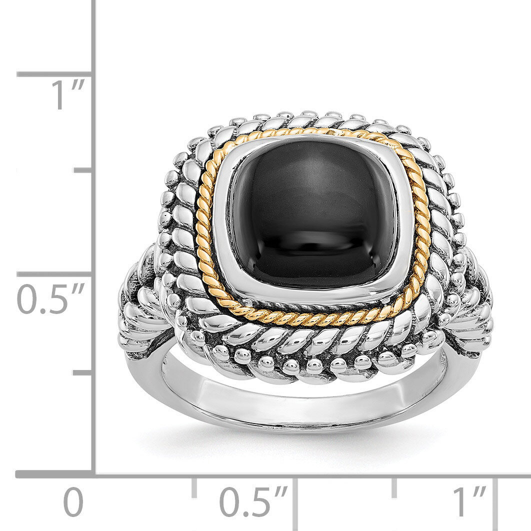 Cabochon Onyx Ring Sterling Silver &amp; 14k Gold QTC1160, MPN: QTC1160, 886774295336