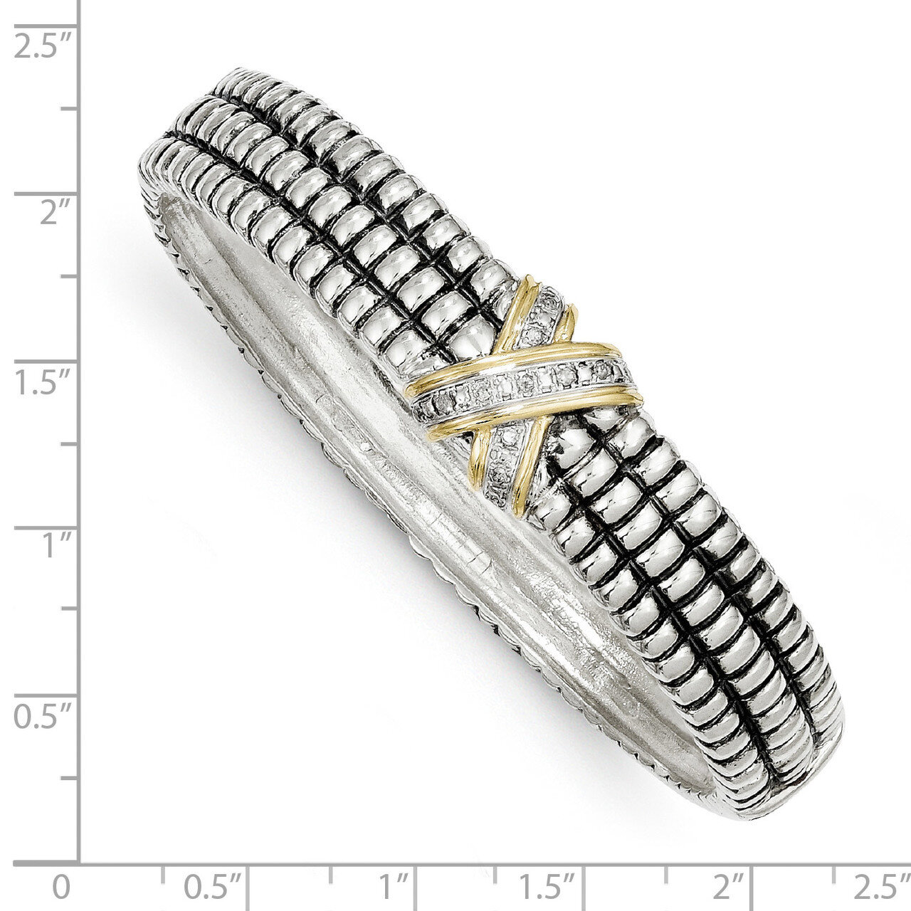 1/15ct. Diamond Bangle Bracelet Sterling Silver &amp; 14k Gold QTC117, MPN: QTC117, 742323127292