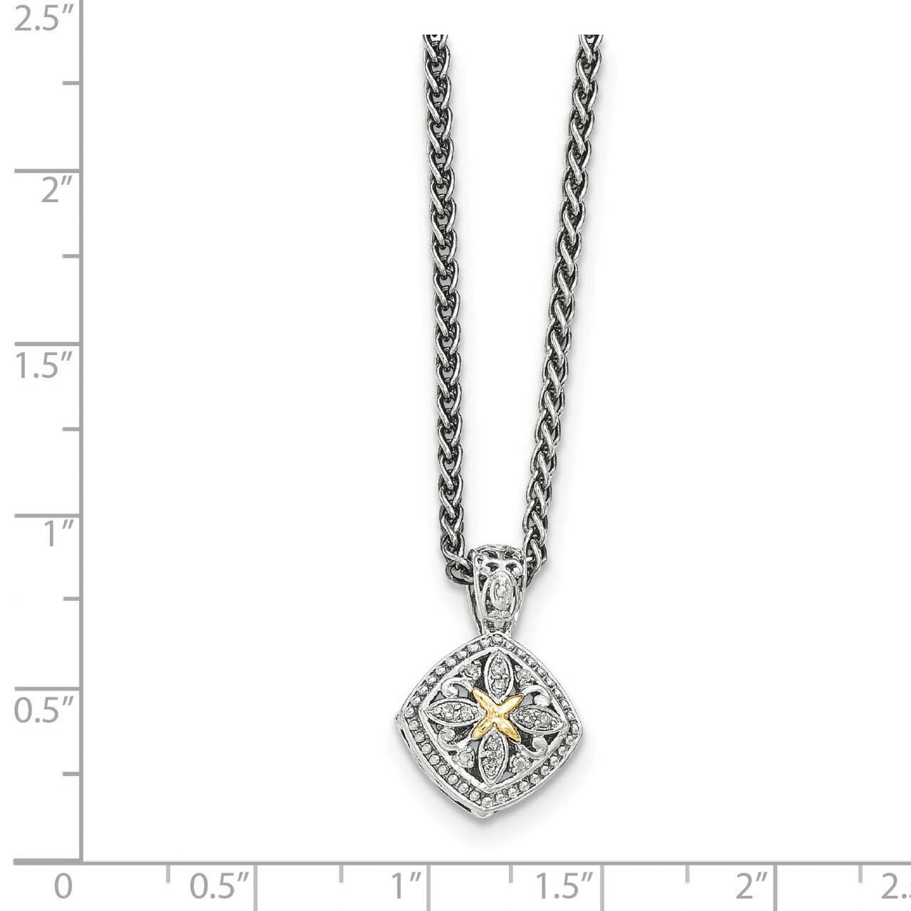 Diamond Necklace Sterling Silver &amp; 14k Gold QTC1171, MPN: QTC1171, 886774377636