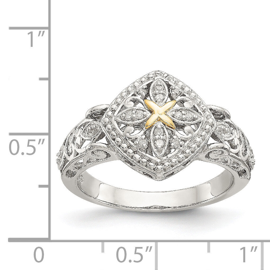 Diamond Ring Sterling Silver &amp; 14k Gold QTC1173, MPN: QTC1173, 191101393259