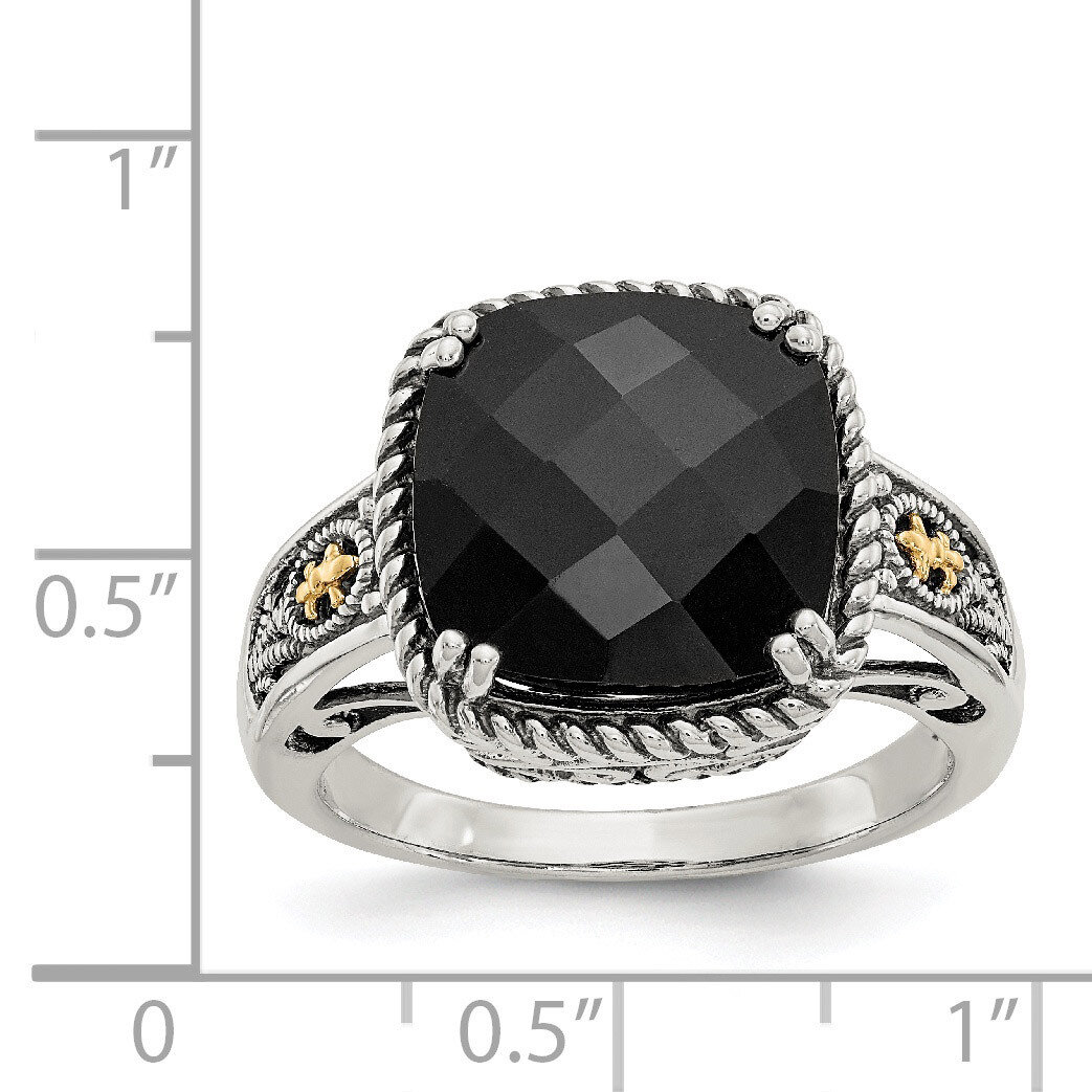 Onyx Ring Sterling Silver &amp; 14k Gold QTC1201, MPN: QTC1201, 886774377742