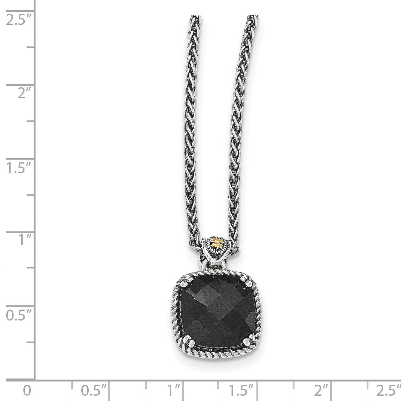 Onyx Necklace Sterling Silver & 14k Gold QTC1213