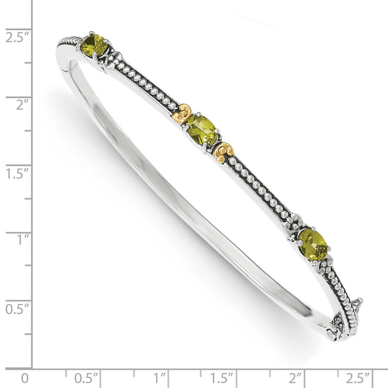 Peridot Bangle Sterling Silver &amp; 14k Gold QTC1214, MPN: QTC1214, 886774378367