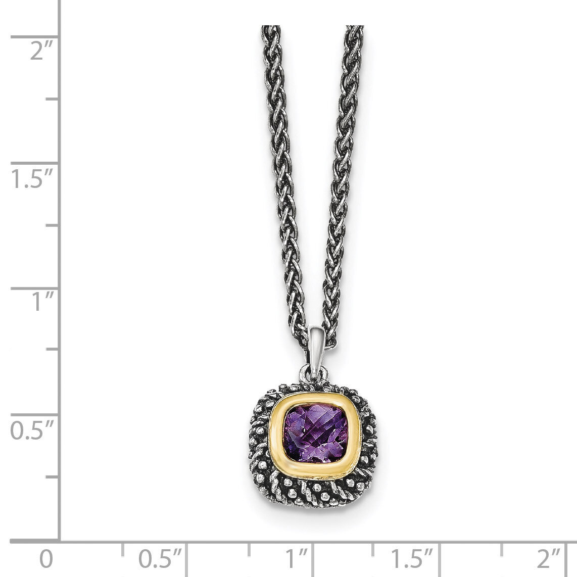 Amethyst Necklace Sterling Silver & 14k Gold QTC1215