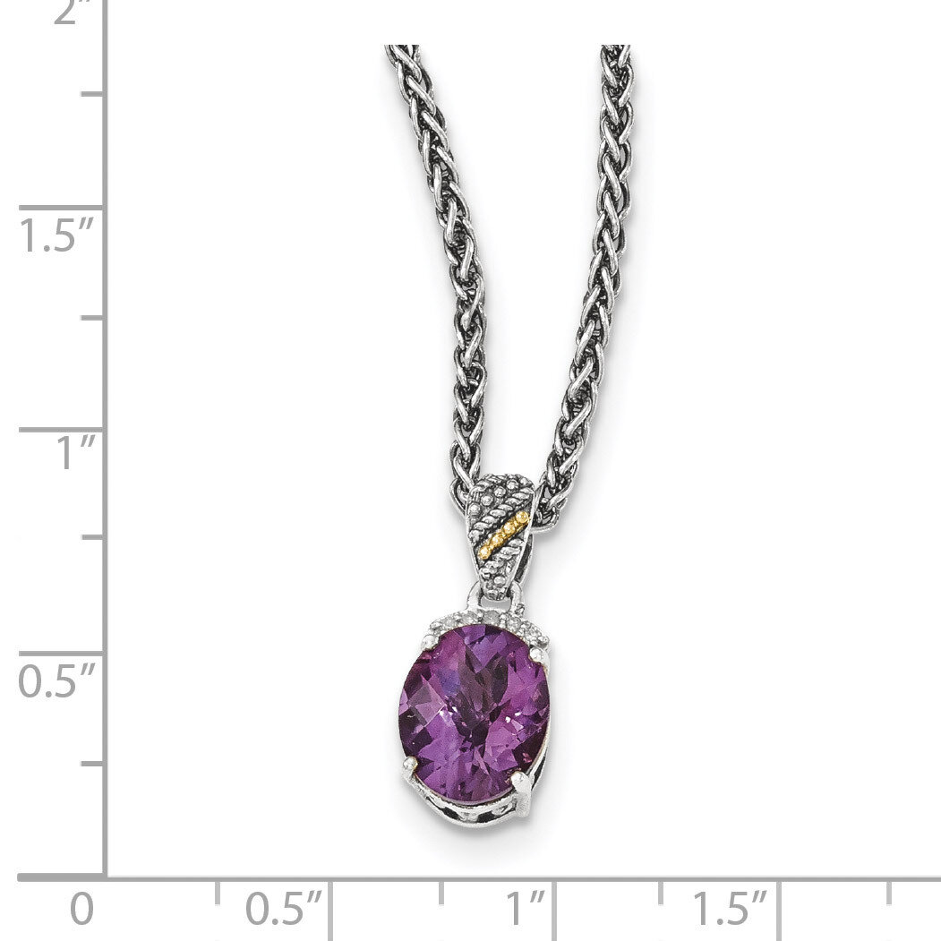 Amethyst &amp; Diamond Necklace Sterling Silver &amp; 14k Gold QTC1237, MPN: QTC1237, 886774378596