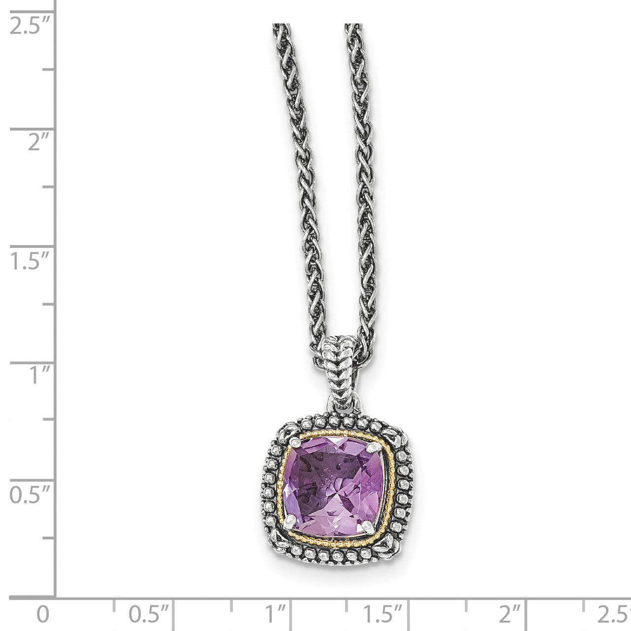 Amethyst Necklace Sterling Silver &amp; 14k Gold QTC1261, MPN: QTC1261, 191101464898